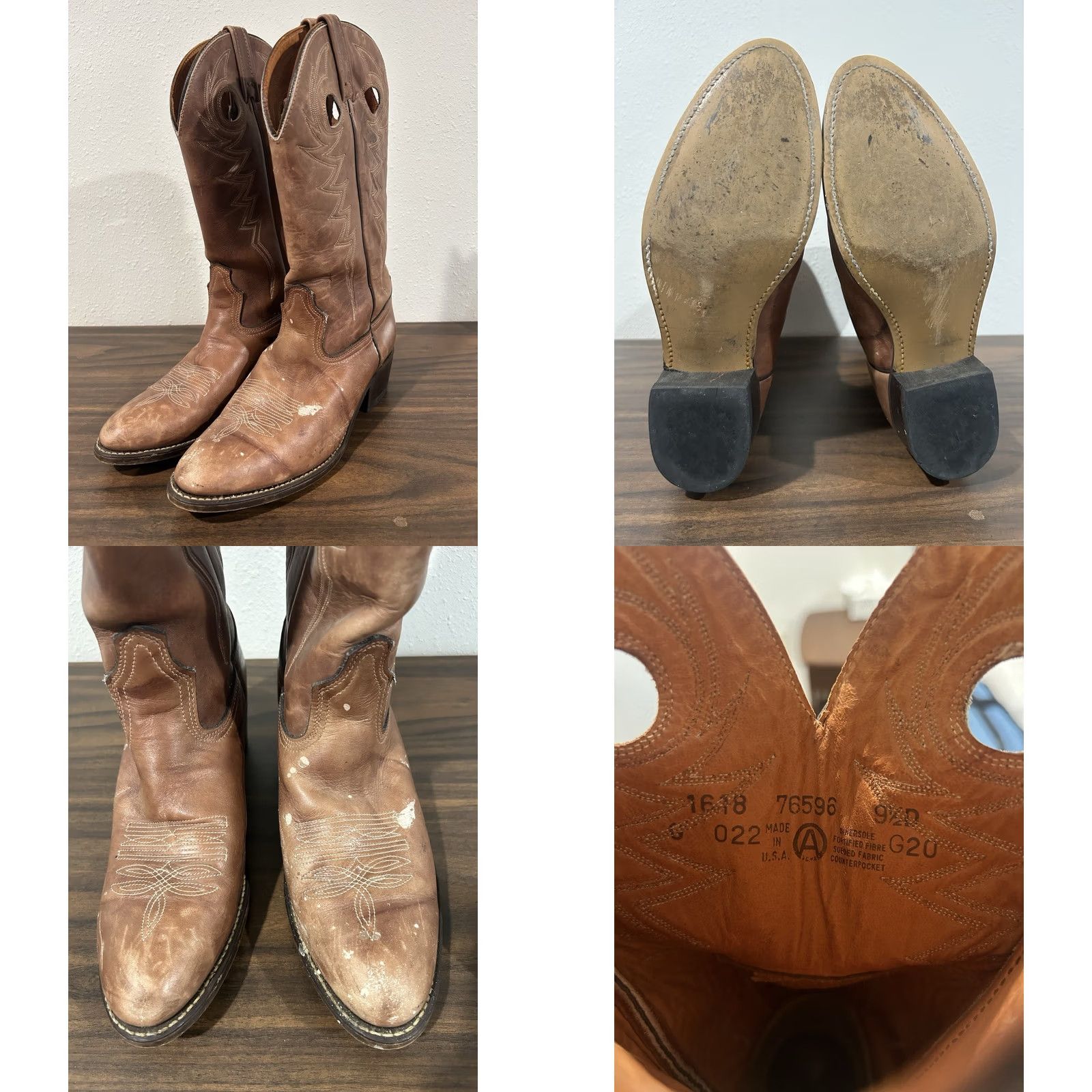 Vintage VINTAGE Acme Boots Western Boots Mens 9.5 Brown Leather Pointed Toe Pull On Cowboy USA 1983 Size US 10 / EU 43 - 8 Thumbnail