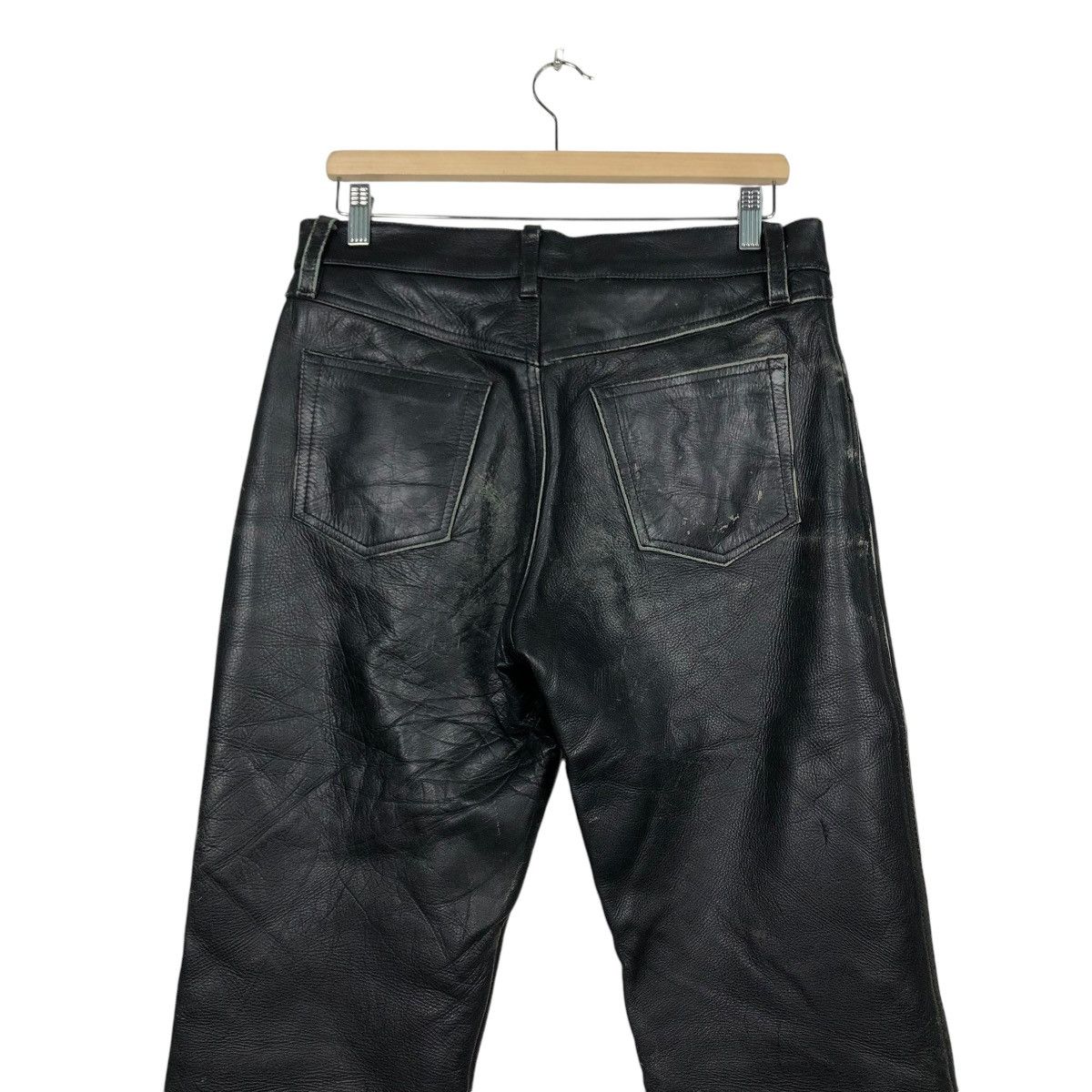 Genuine Leather 🔥VINTAGE BIKER GENUINE LEATHER PANTS FMC ISSEY MIYAKE Size US 33 - 12 Thumbnail