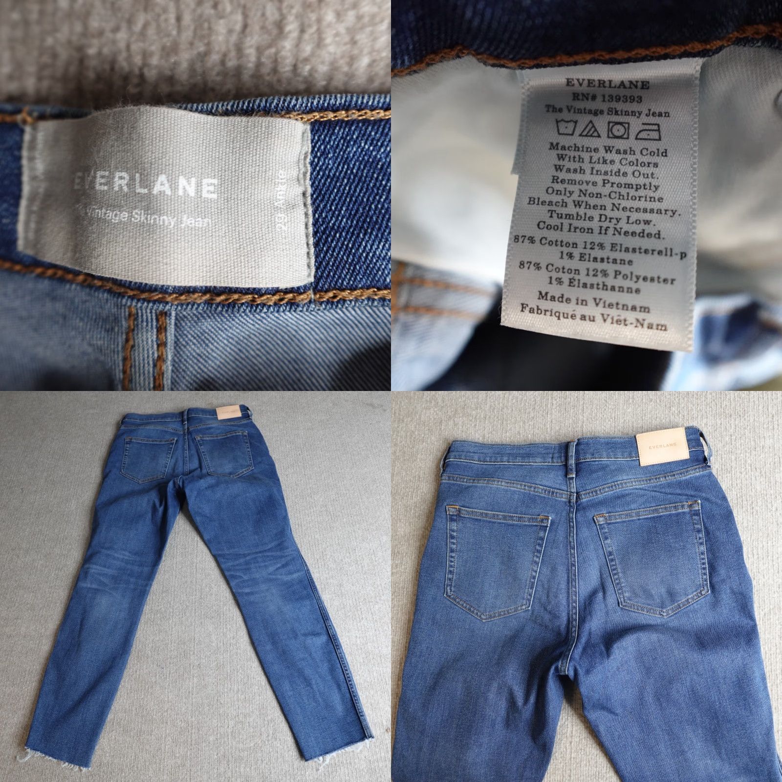 Everlane Everlane Jeans Womens 29 Blue Vintage Ankle Skinny Button Hem Regular Size 29 Blue Jeans Women Vintage Skinny Ankle Button 29" Size 29" - 8 Thumbnail