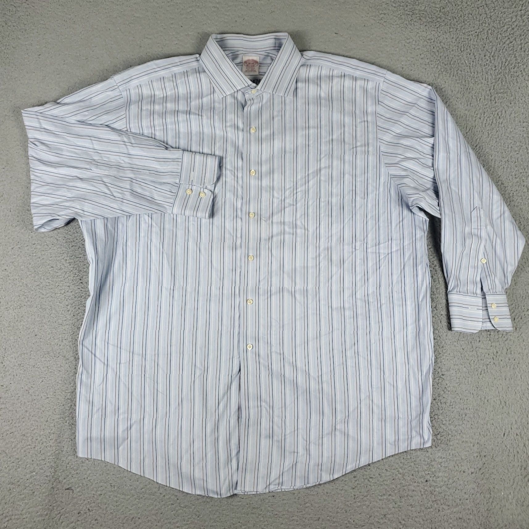 Brooks Brothers VINTAGE Brooks Brothers Shirt Mens 18 Blue Striped Madison  Dress Button Up Long Sleeve, 18, Blue, Non-Iron, Regular Fit, Men's Dress  Shirt | Grailed
