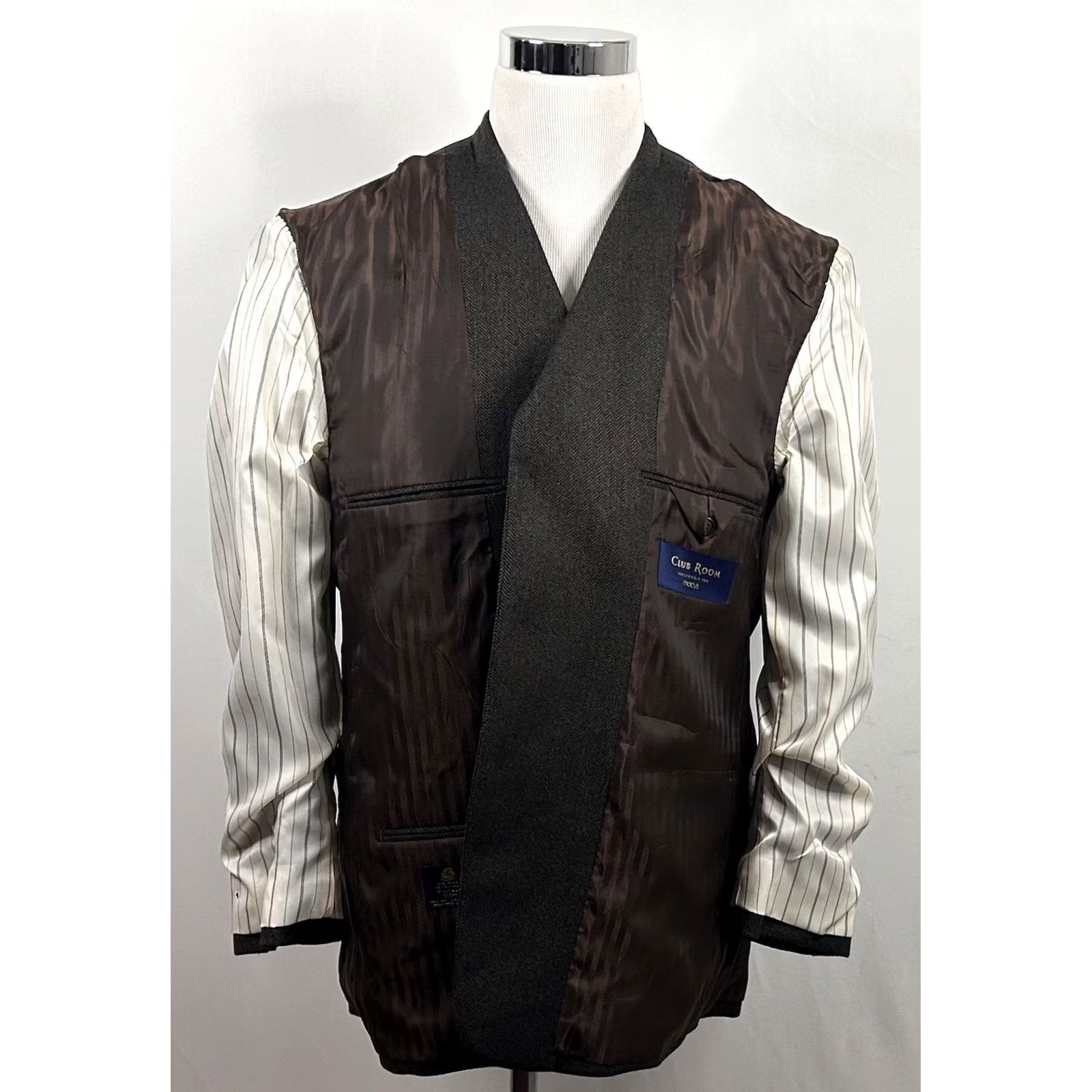 Club Room VINTAGE NWT Club Room Sport Coat 44S Wool Cashmere Brown Herringbone Three-Button Vented Mens Clothing Size US XS / EU 42 / 0 - 6 Thumbnail