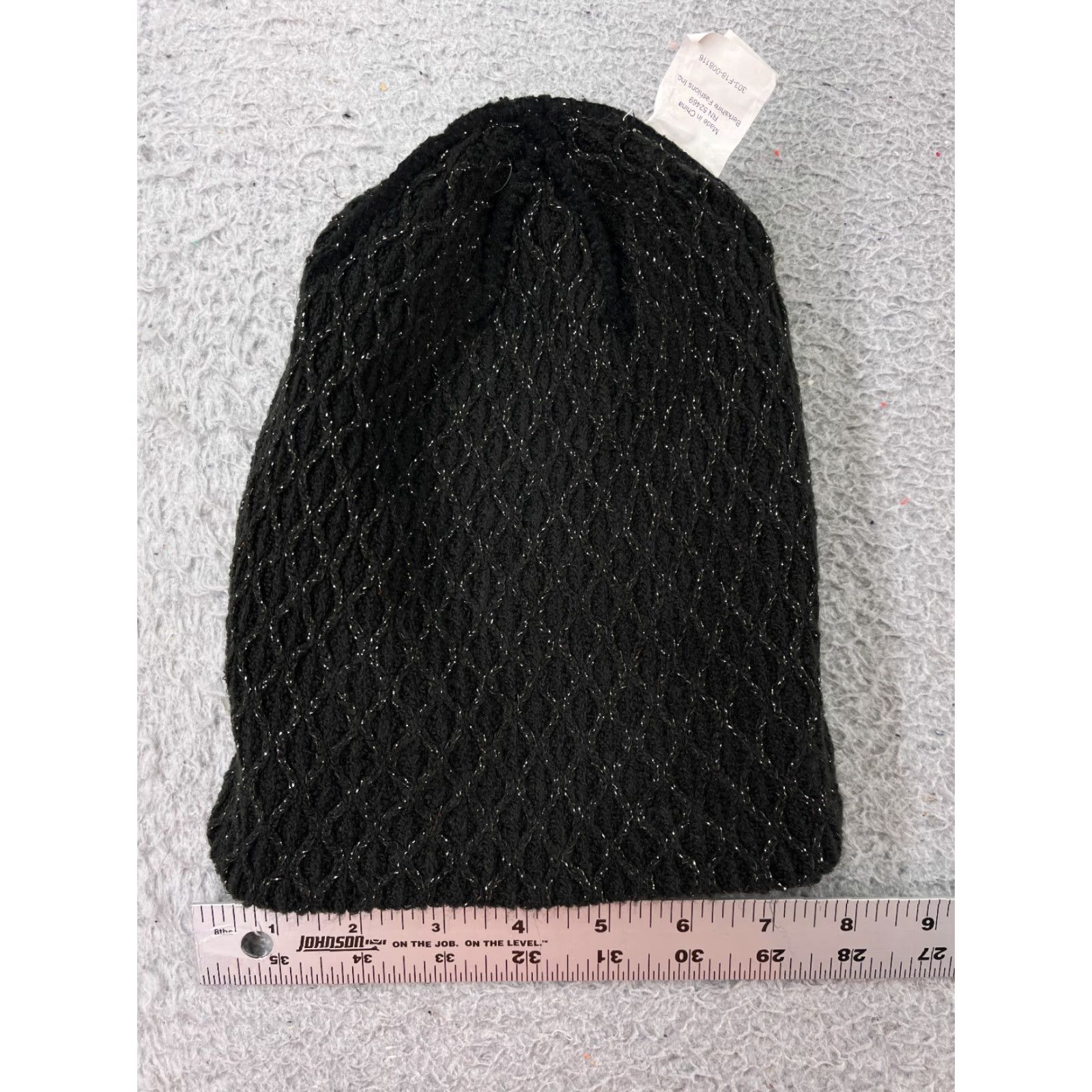 Vintage Womens Beanie Beanie Knit Black Sparkly Acrylic Metallic Blend Ski Theme One Size Adult One Size Black Sparkly Ski Womens Size ONE SIZE - 5 Thumbnail