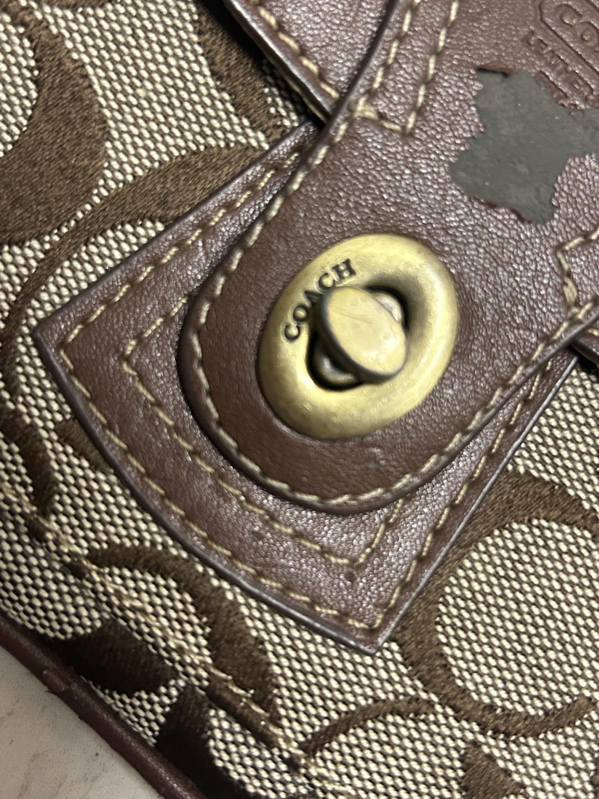 Coach Coach Signature Logo Mini Wristlet in Brown Canvas Size ONE SIZE - 3 Thumbnail