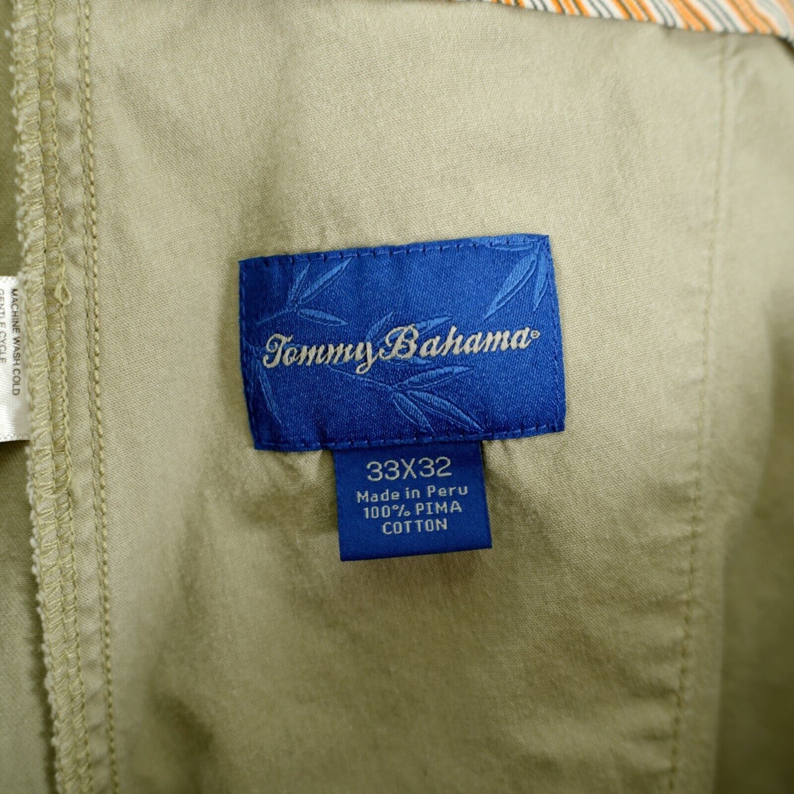 Tommy Bahama Tommy Bahama Green Cream Flat Front Mid Rise Cotton Chino Pa Size US 35 - 8 Thumbnail