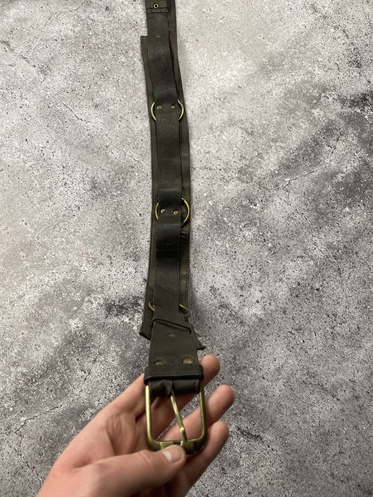Japanese Brand × Vintage Avant garde cowboy leather Y2K brown belt Japanese style Size ONE SIZE - 2 Thumbnail