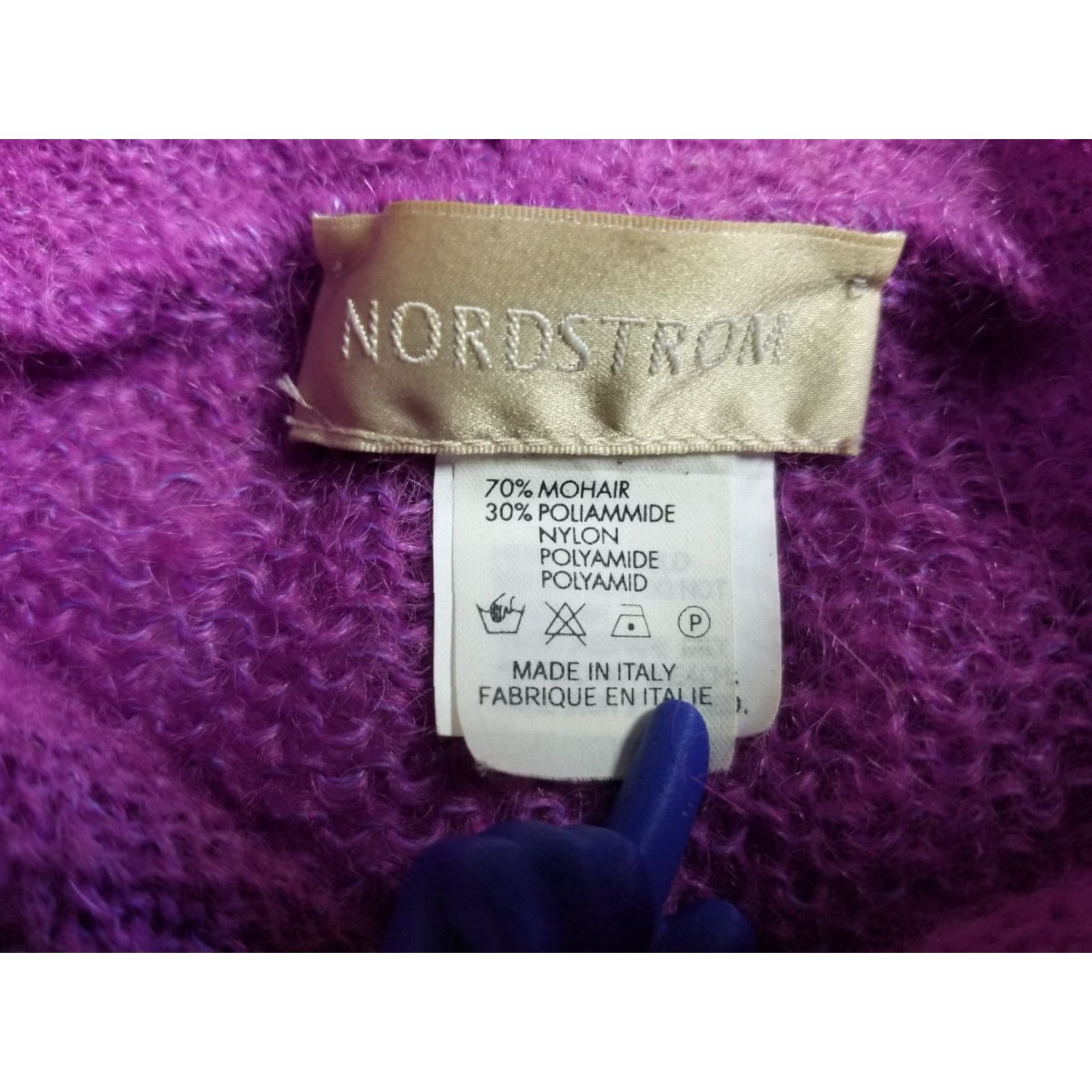Nordstrom VINTAGE Nordstrom Mohair Crochet Poncho Shawl One Size Purple Italy Women Shawl/Wrap Knit Mohair Size ONE SIZE - 7 Thumbnail
