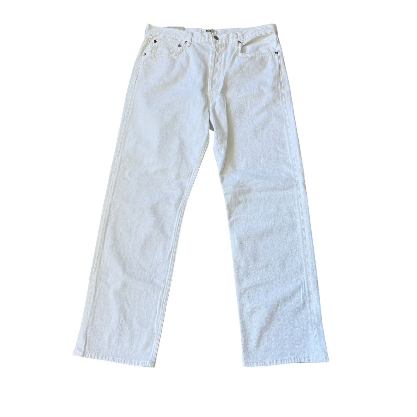 Agolde NEW AGOLDE Fran Low Slung Straight Jean Milkshake Wash White Size 30" / US 8 / IT 44 - 2 Thumbnail