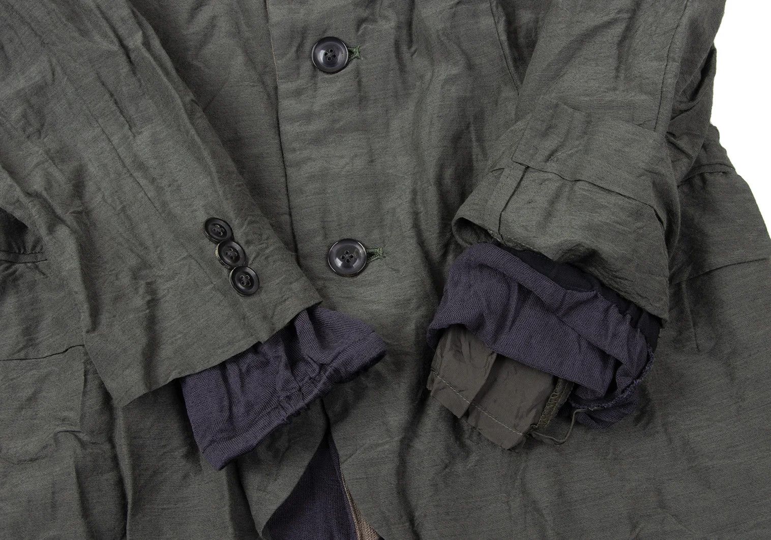 Kolor Layered Knit Jacket in Khaki with Wrinkle Finish Size US M / EU 48-50 / 2 - 10 Thumbnail