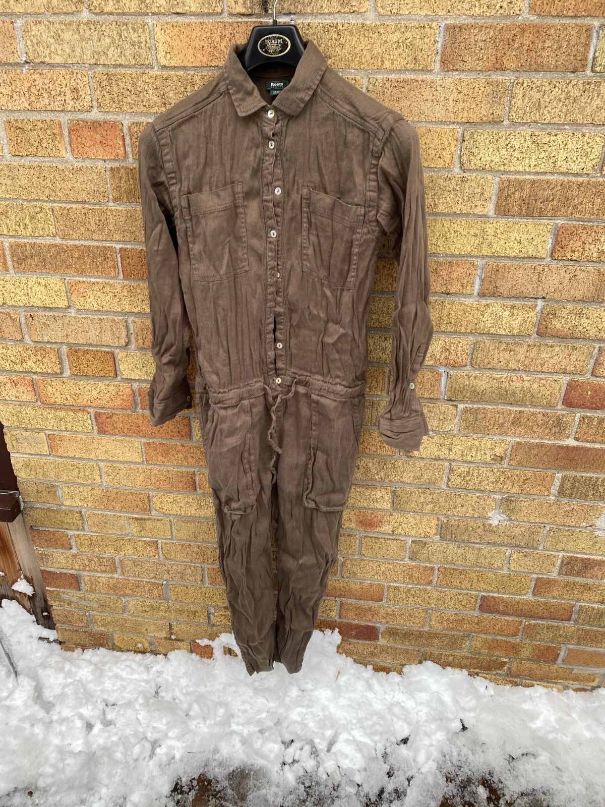 Roots Roots Coveralls Jumpsuit Dark Khaki Brown Multipocket Rompe Size 26" / US 2 / IT 38 - 6 Thumbnail