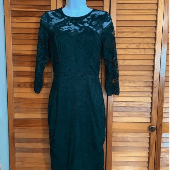 Shein Hunter Green Lace Bodycon Dress Size M / US 6-8 / IT 42-44 - 1 Thumbnail