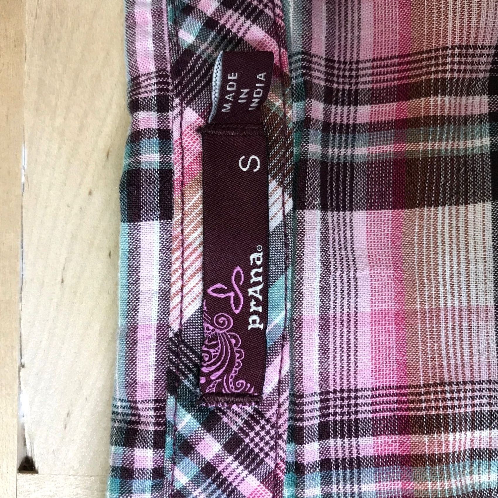 Prana Prana Womens Small Pink Teal Plaid Henley Shirt Top Roll Tab Sleeve Button-Down Shirt Top Size S / US 4 / IT 40 - 7 Thumbnail