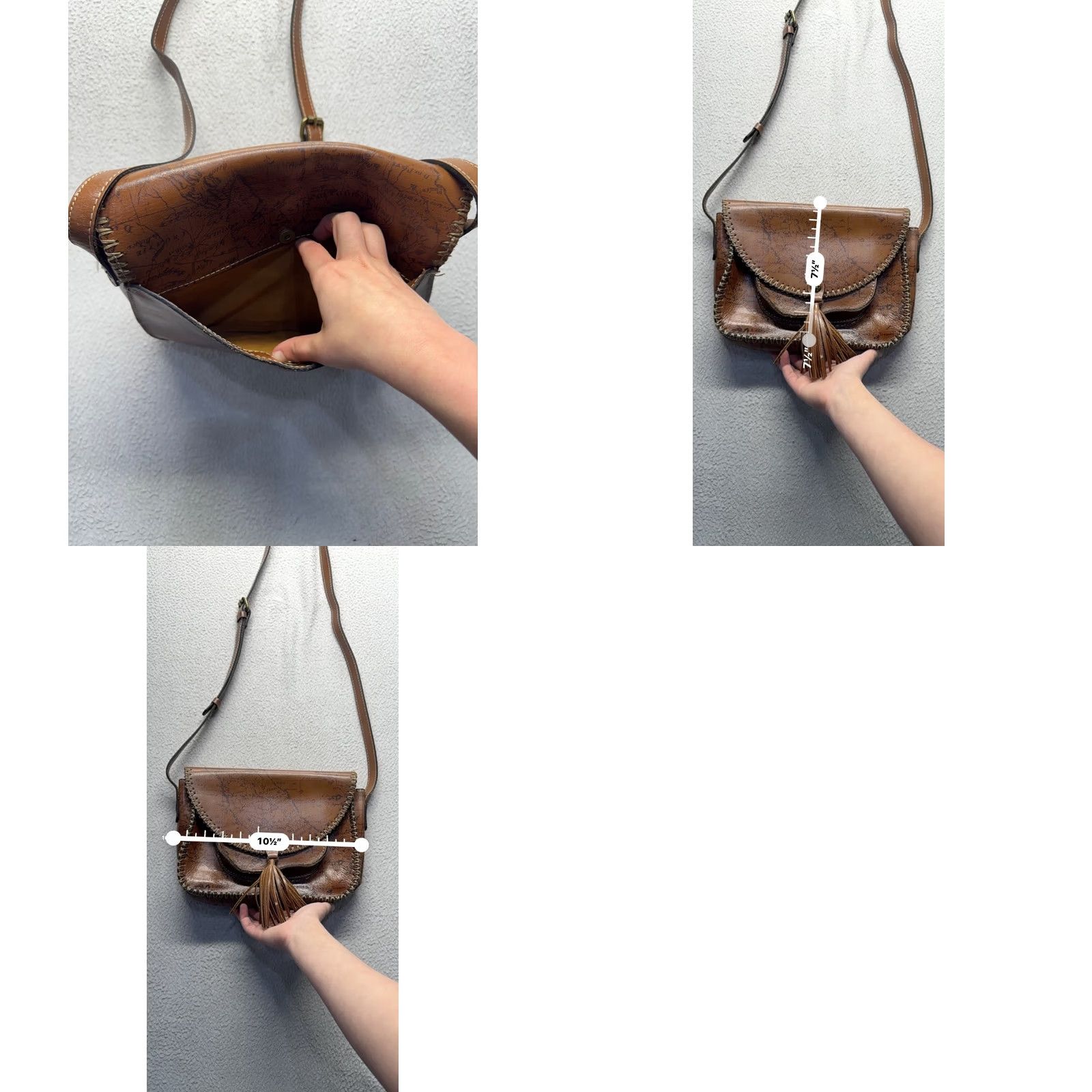 Patricia Nash Patricia Nash Vintage Leather Crossbody Atlas Bag Brown Medium Women Size ONE SIZE - 8 Thumbnail