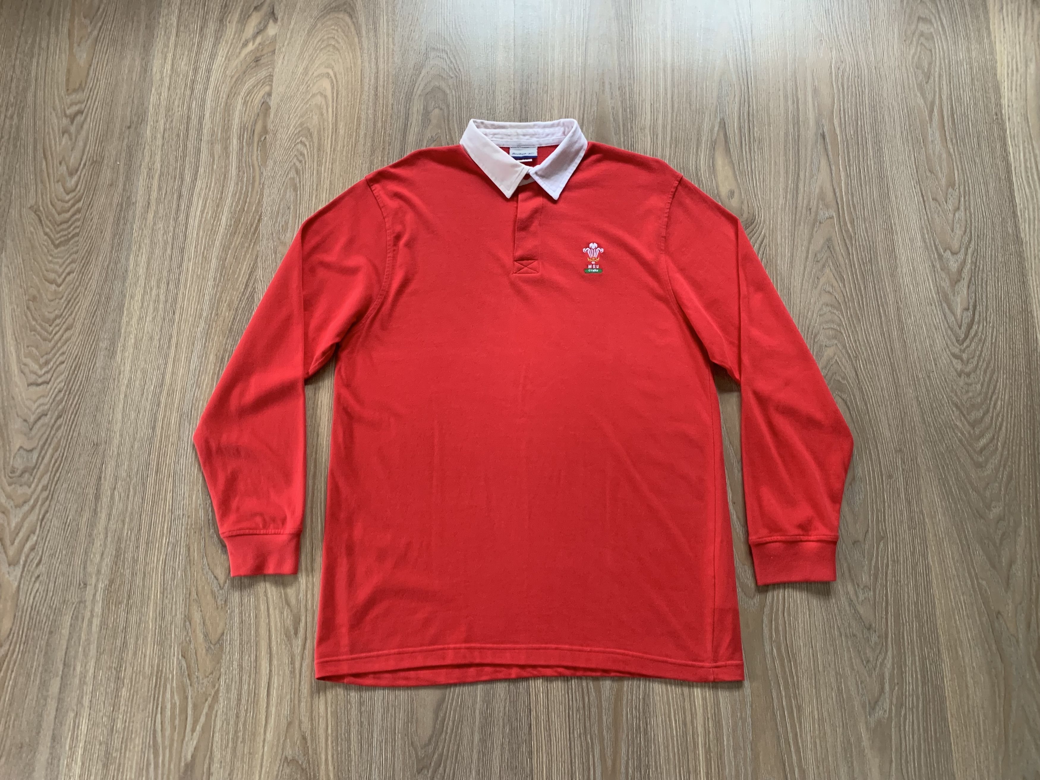 Reebok Rare Reebok Wales Red Cotton Long Sleeve Rugby Polo Shirt Size US L / EU 52-54 / 3 - 10 Thumbnail