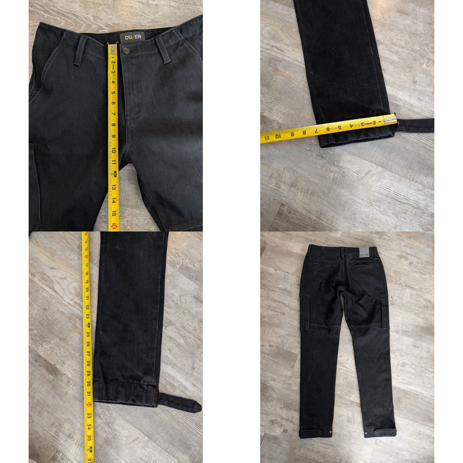 DU/ER Live Free Adventure Pants Mens 34X32 Cargo Black Slim Stretch Canvas