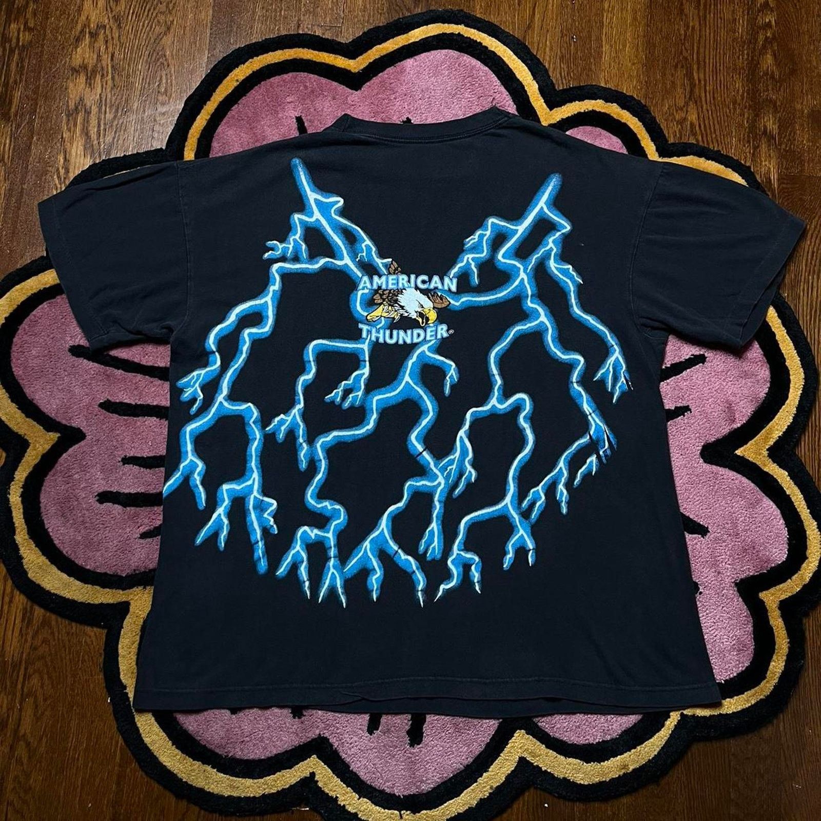 Harley Davidson × Vintage Vintage 90’s American Thunder Indian Wolf Lightning T-shirt Size US XL / EU 56 / 4 - 4 Thumbnail
