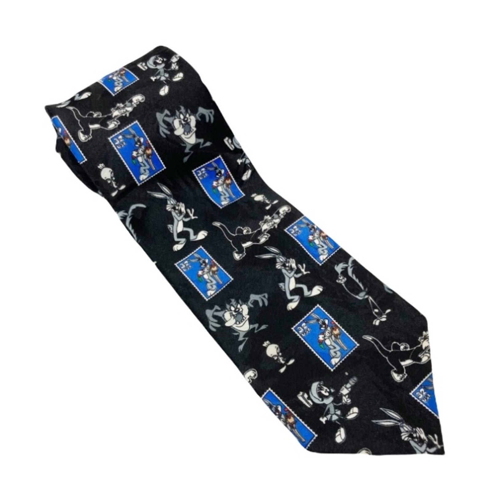 Warner Bros Vintage 1990s Looney Tunes Stamp Collection Bugs Bunny Tie Size ONE SIZE - 5 Thumbnail