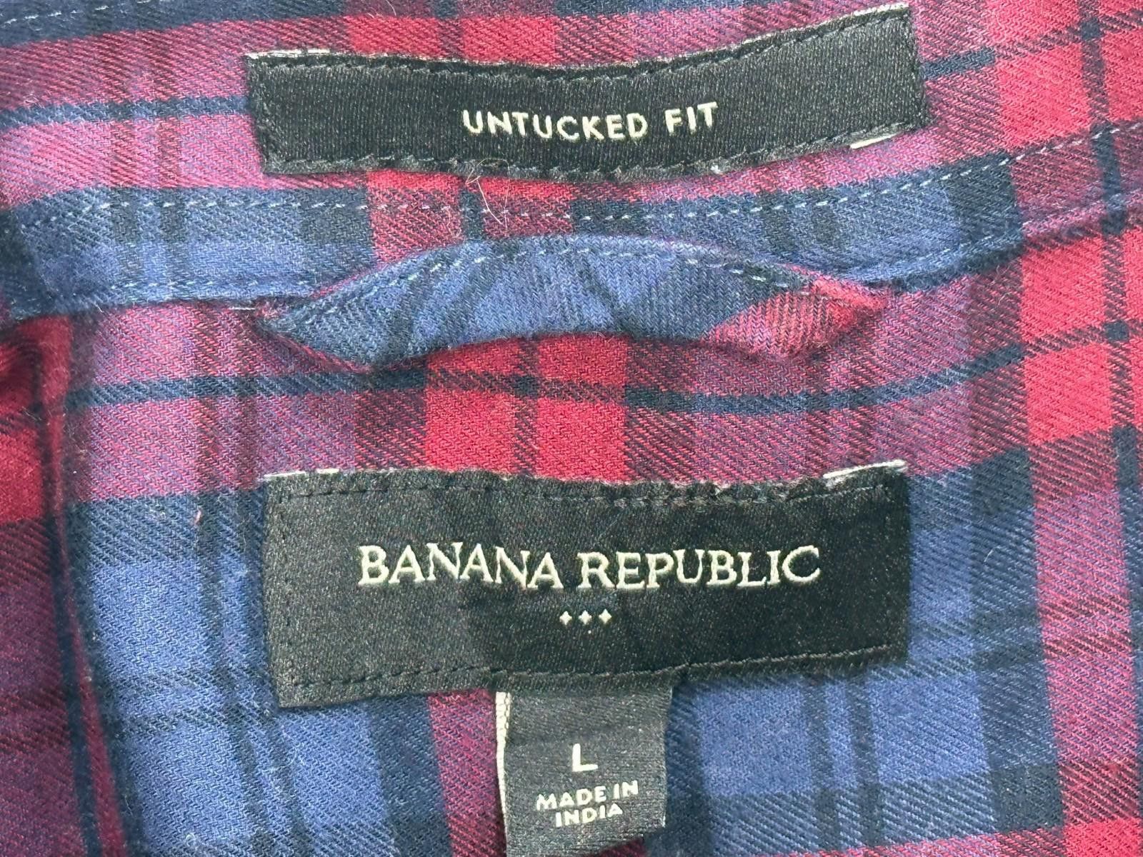 Banana Republic Banana Republic Untucked Fit Plaid Button Up Red/Blue Mens L Size US L / EU 52-54 / 3 - 7 Thumbnail