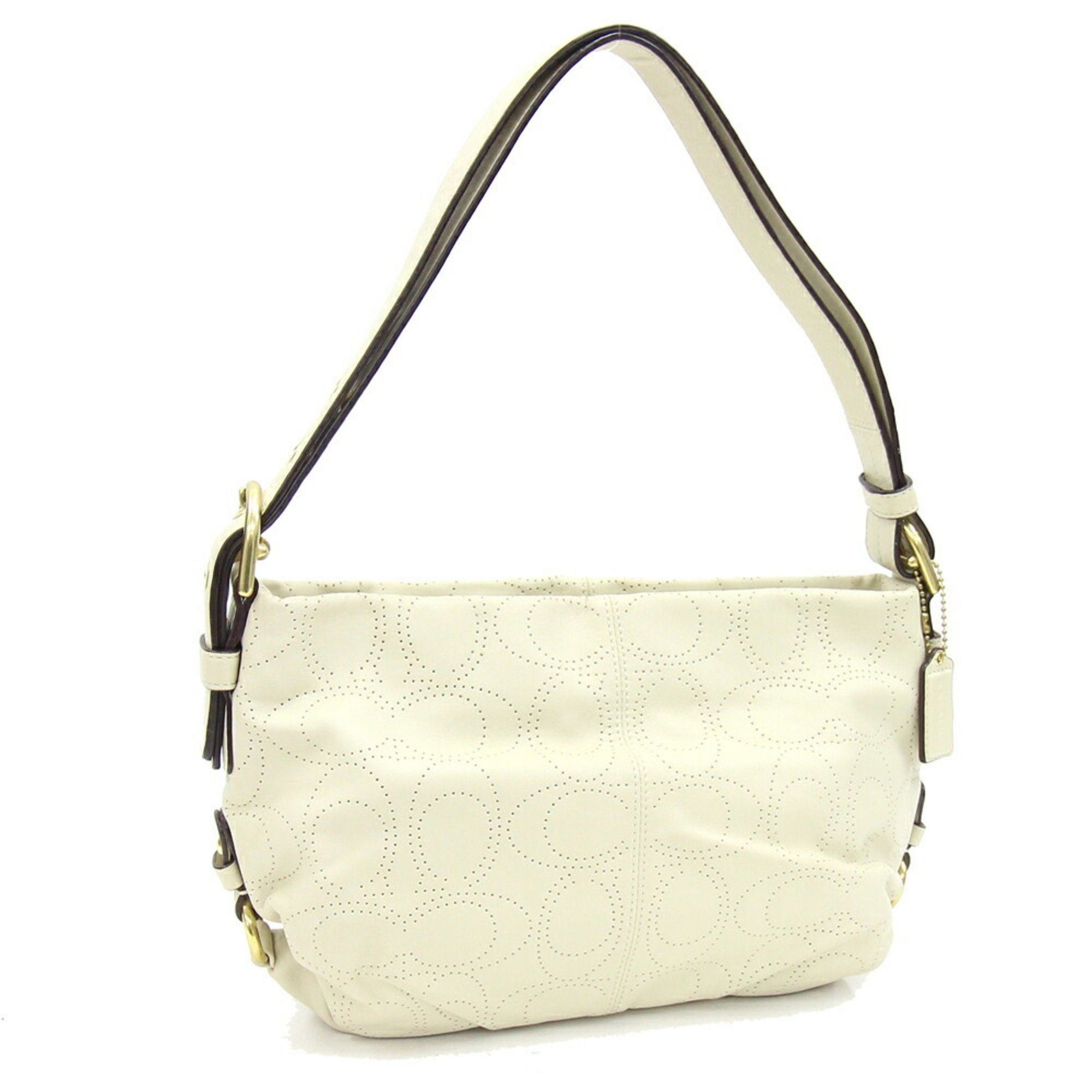 image of Coach Perforated Signature F17104 Ivory Leather White Women's