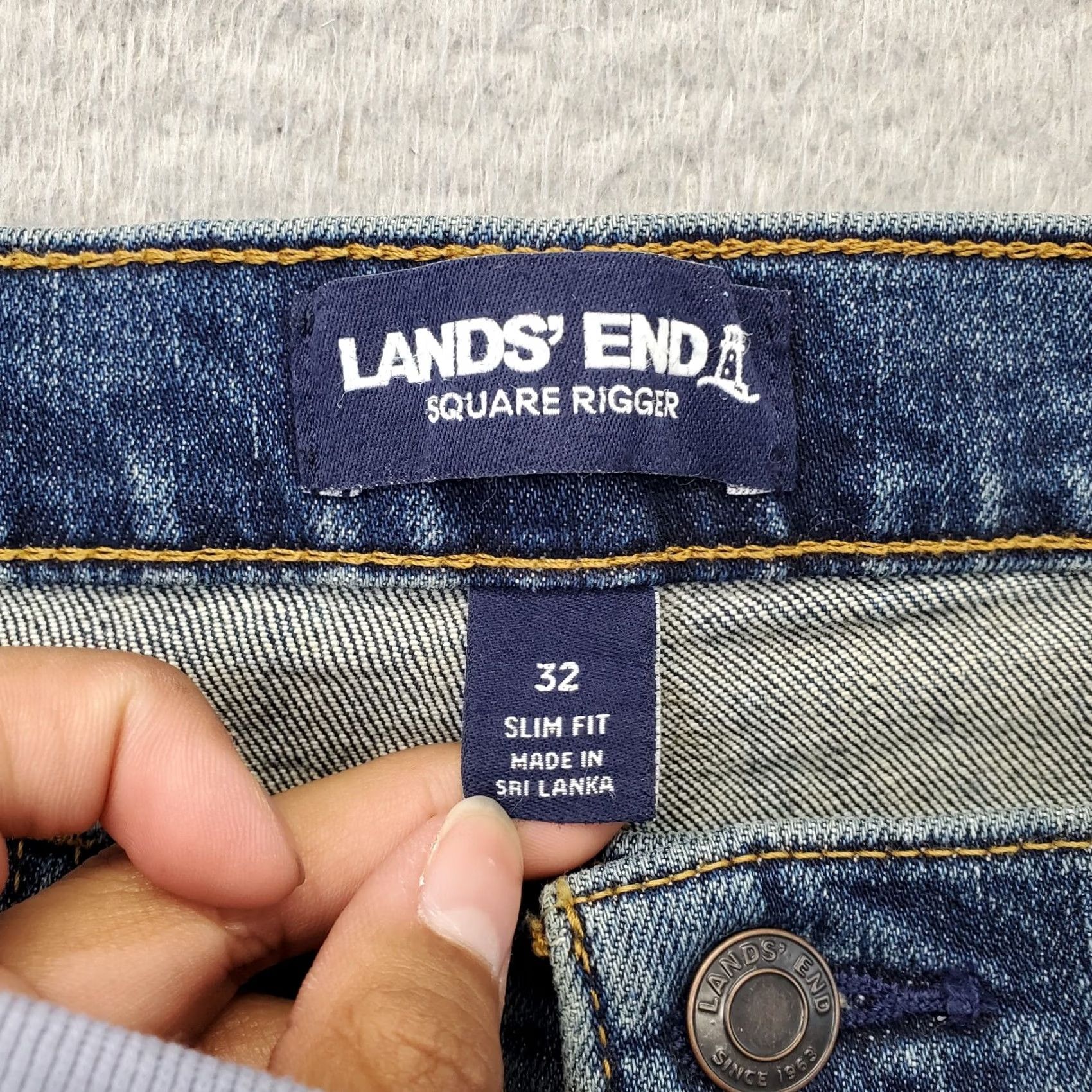 Lands' End Lands' End Jeans Mens 32 Blue Straight Leg Slim Fit 5-Pocket Denim Grounded Mens Size 32 Blue 90s Theme Size US 32 / EU 48 - 6 Thumbnail