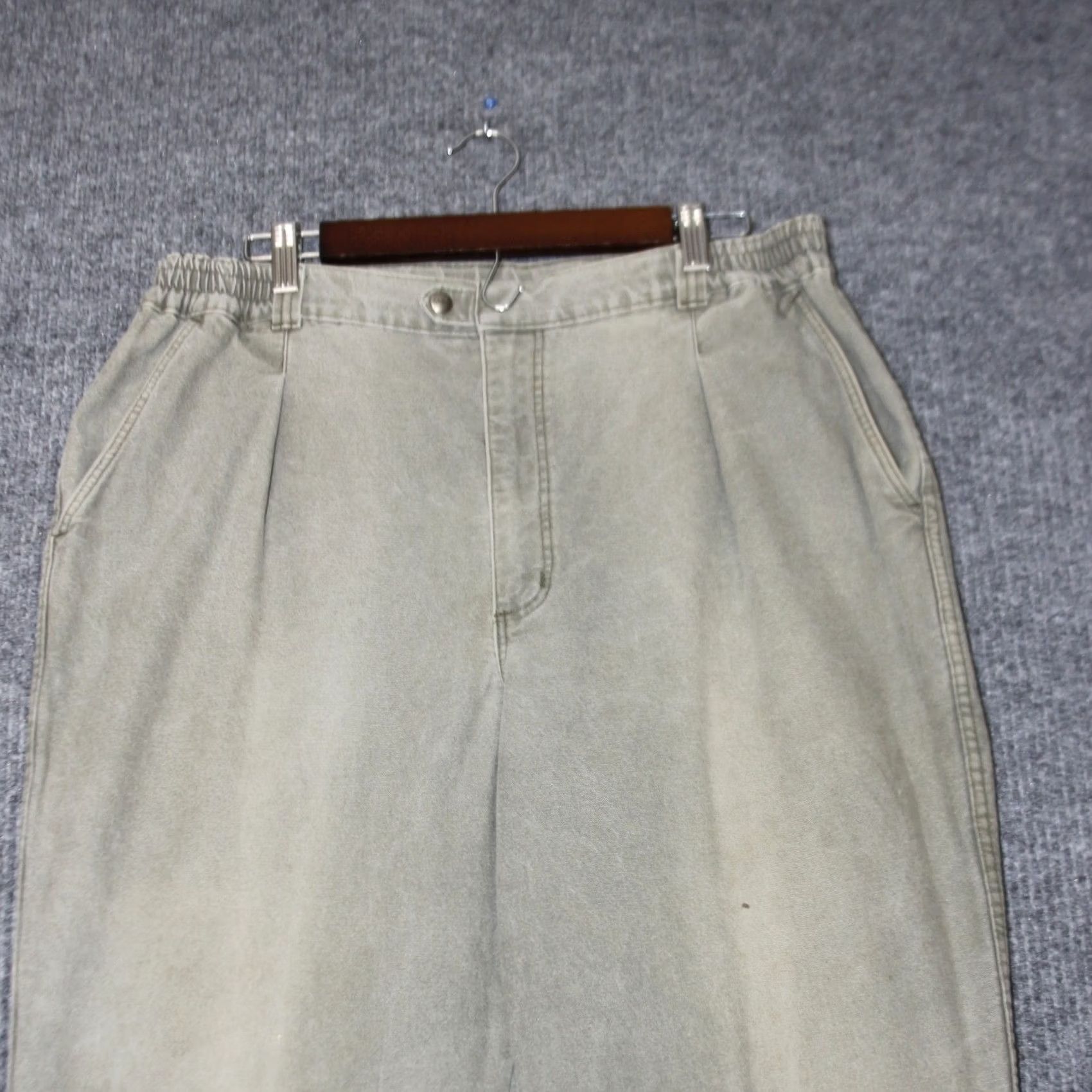 Vintage VINTAGE L.L.Bean Pathfinder Pants Mens 33x31 Olive Green Chino Flannel Lined Pants Size US 33 - 3 Thumbnail