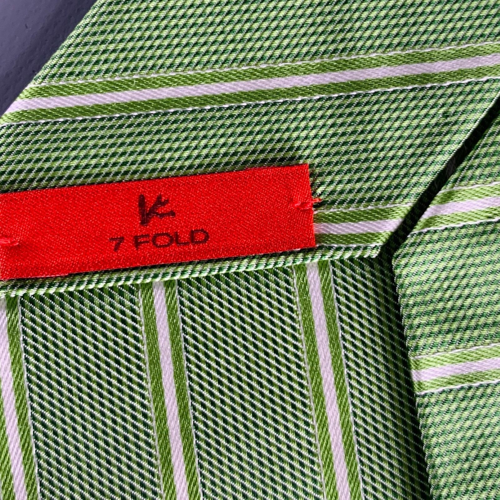 Isaia ISAIA Green White Diagonal Stripe Silk Tie Size ONE SIZE - 4 Thumbnail