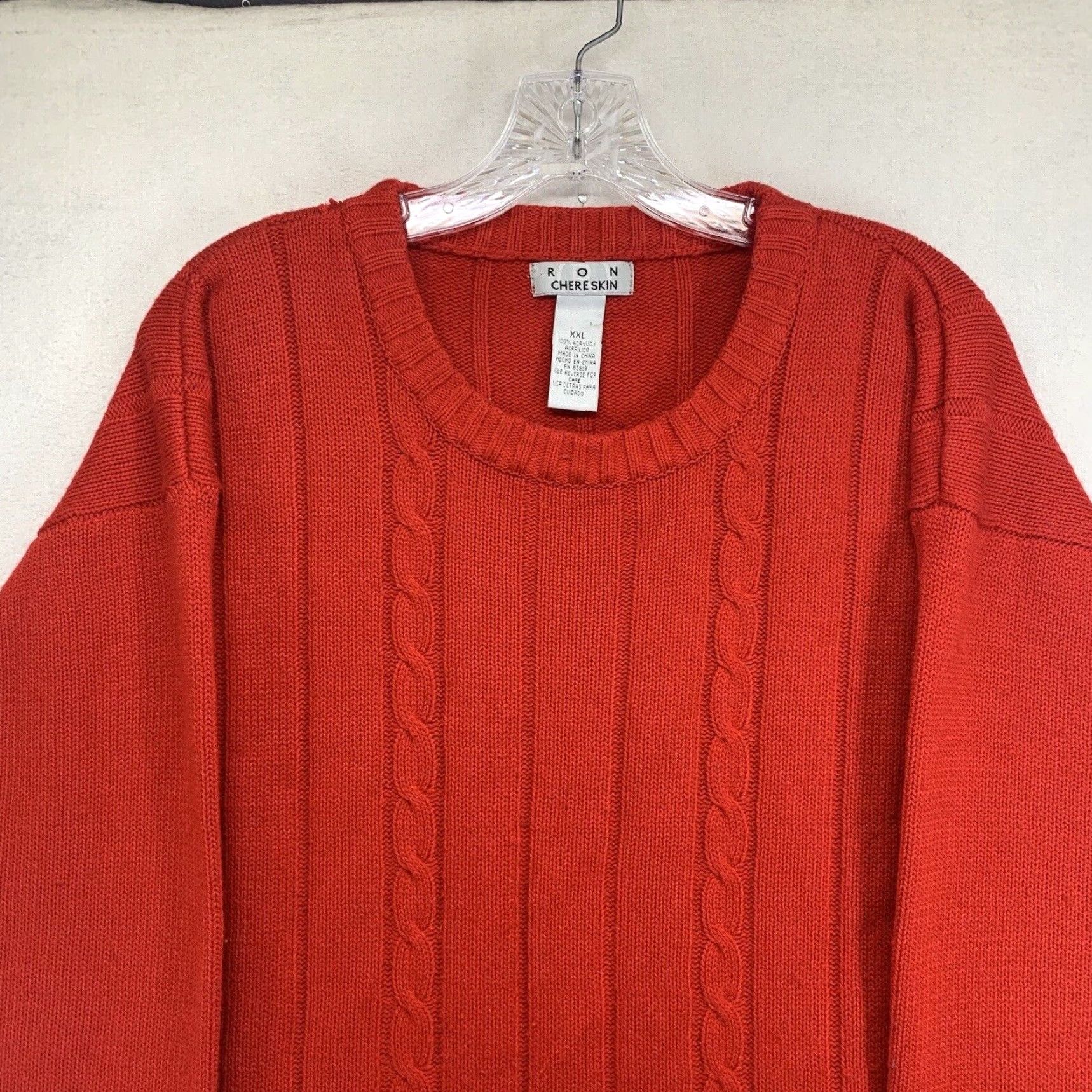 Vintage VINTAGE Ron Chereskin Cable Knit Sweater 2XL Bright Red Lightweight Acrylic Pullover Long Sleeve Casual 90s Y2K Mens Size US XXL / EU 58 / 5 - 3 Thumbnail