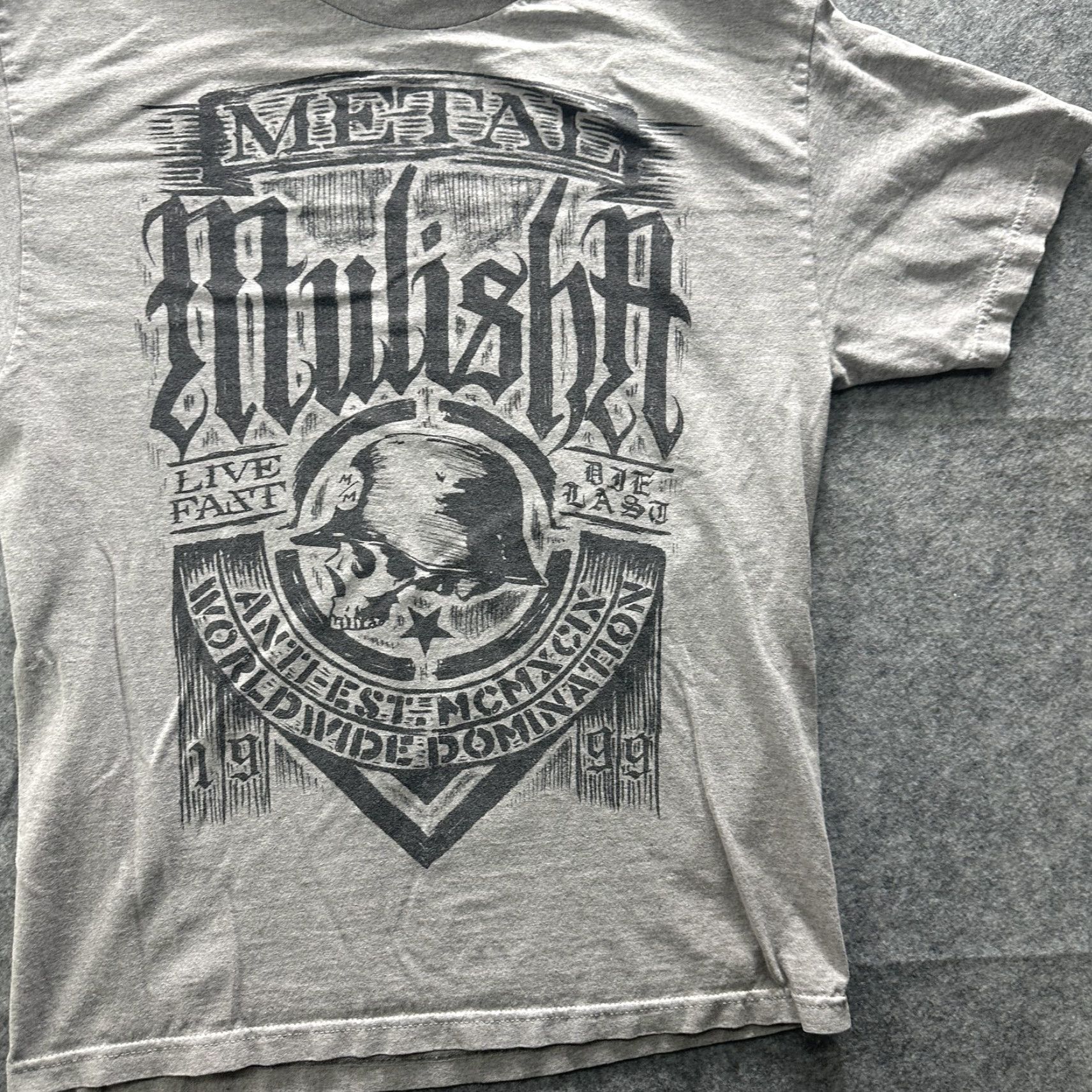 Metal Mulisha VINTAGE Metal Mulisha Shirt Mens Large Gray Graphic Skull Helmet Military Moto Y2K Tee Size US L / EU 52-54 / 3 - 3 Thumbnail