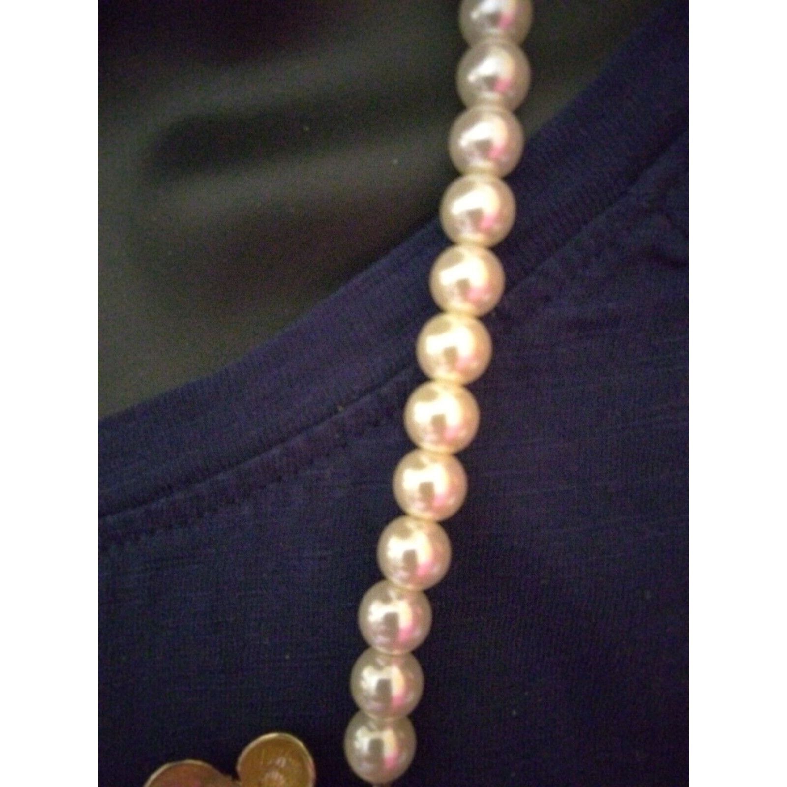 Other Faux Pearls With Three Flowers With Bling Necklace 19 Inch Size ONE SIZE - 3 Thumbnail