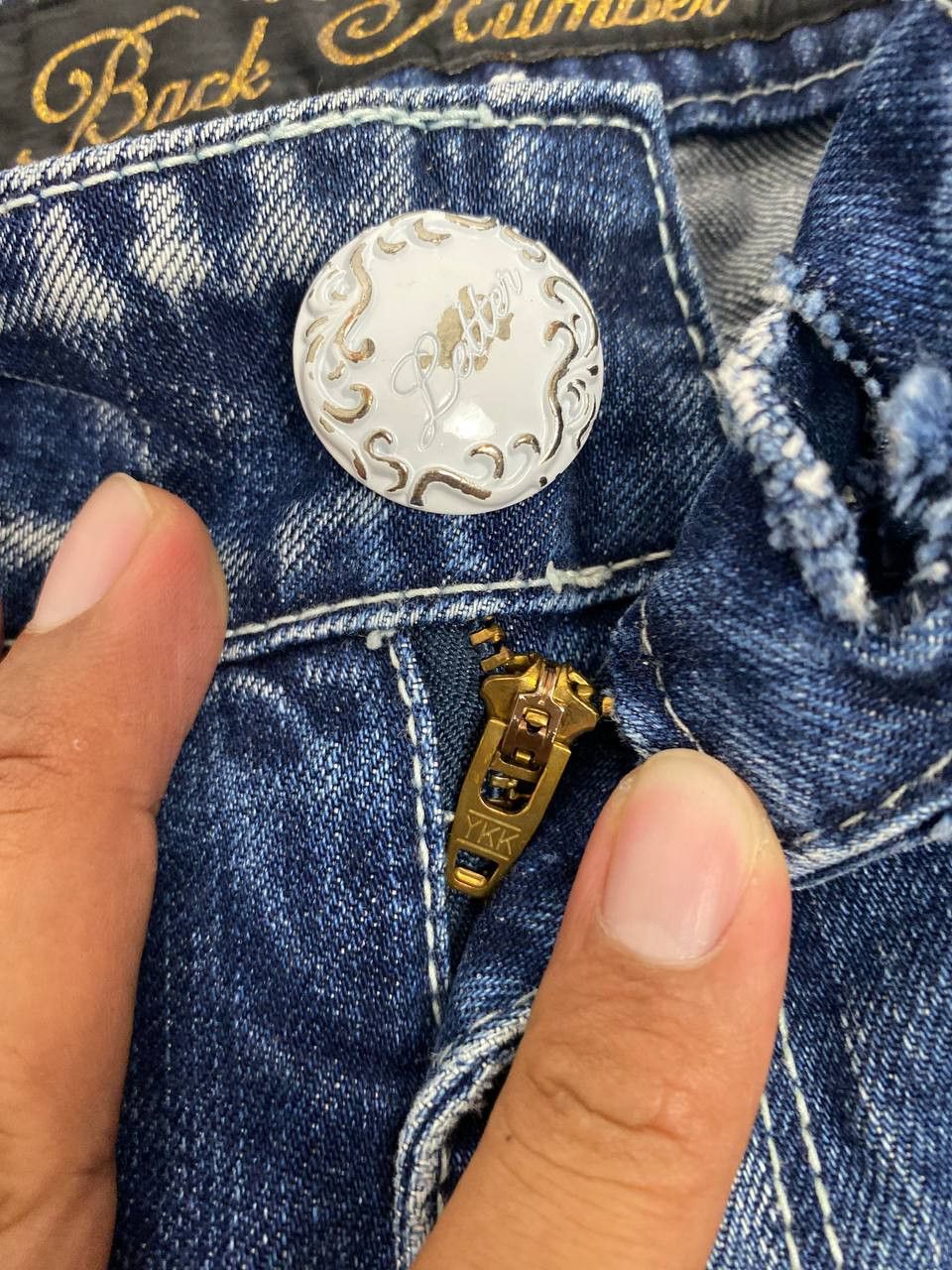 Japanese Brand back number japanese brands distressed denim nice design Size 30" / US 8 / IT 44 - 10 Thumbnail
