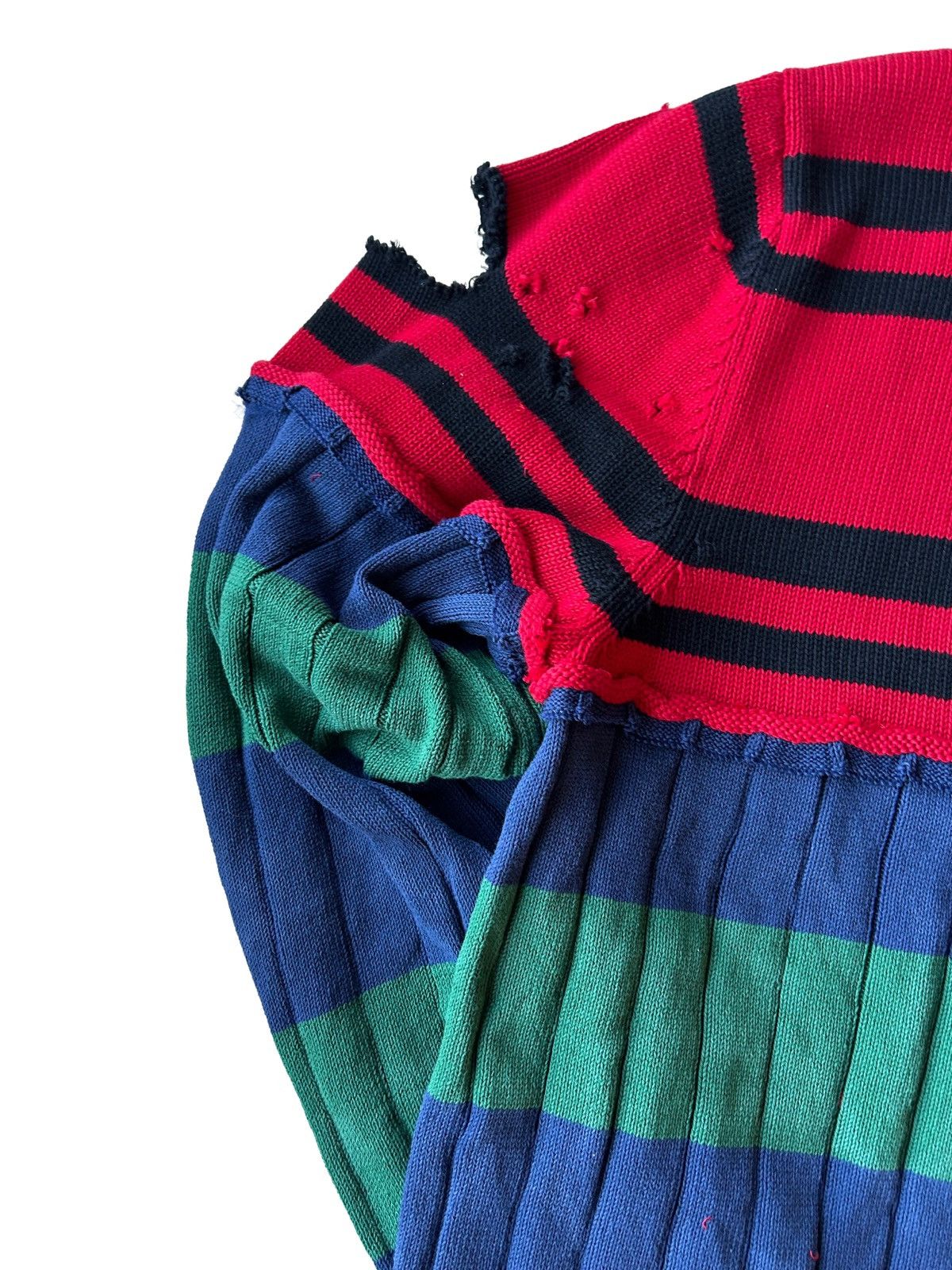 Balenciaga Balenciaga 3B Logo Destroyed Multicolor Knit Sweater Size US M / EU 48-50 / 2 - 9 Thumbnail