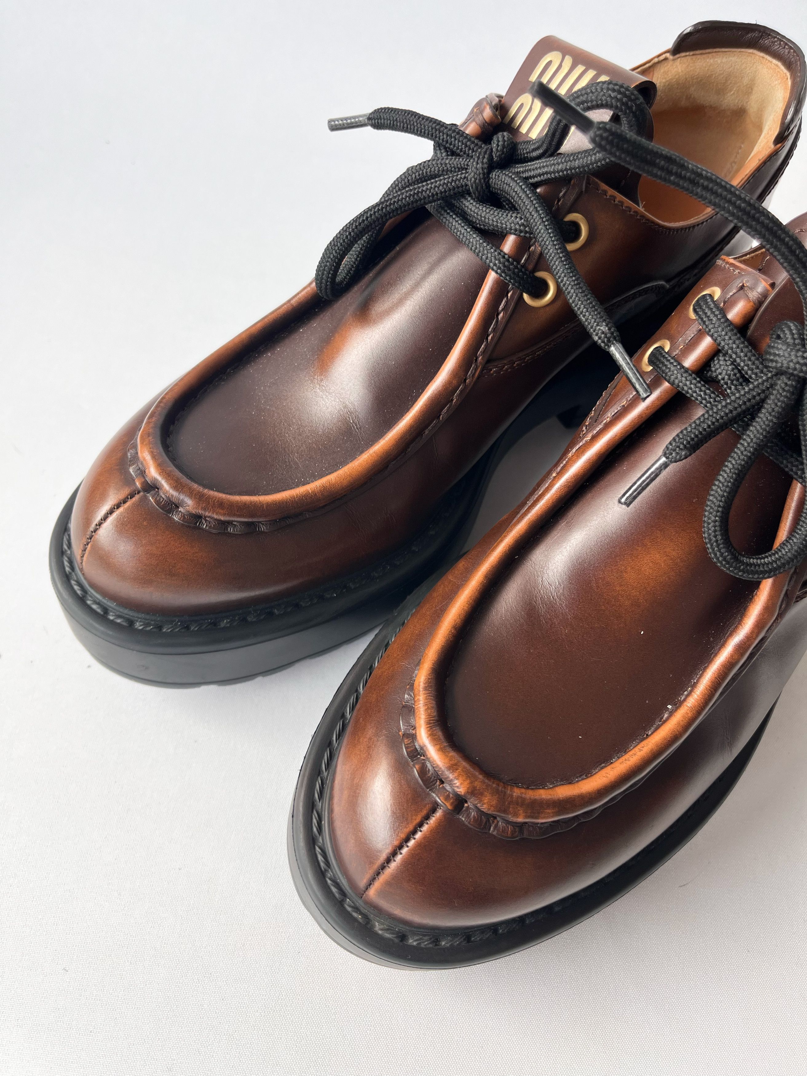 Miu Miu MiuMiu Brown Leather Loafers Size US 11 / IT 41 - 2 Thumbnail