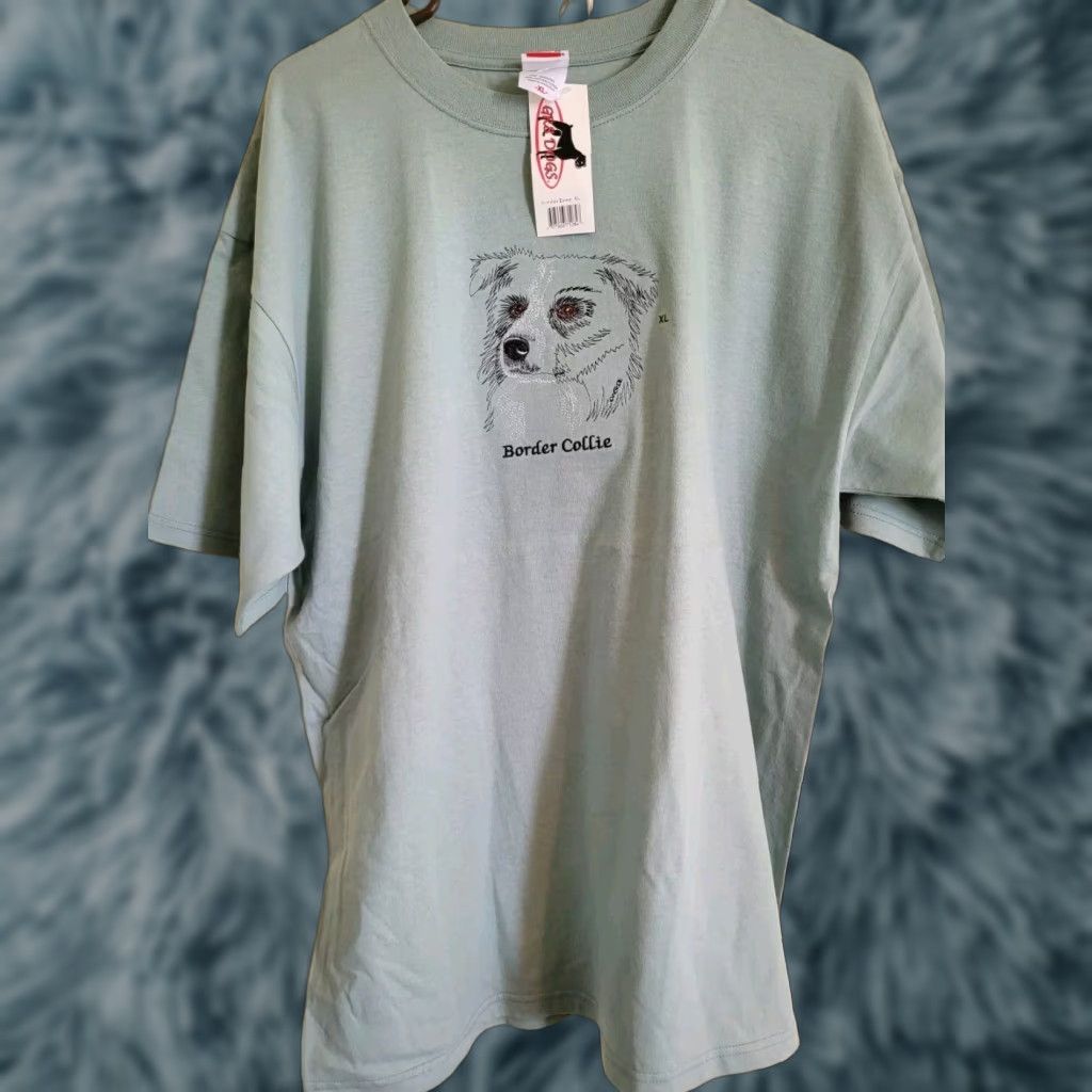 Vintage GR8 Dogs Border Collie Dog Lovers Sewn T Shirt XL GR8 Dogs Unisex Adults T-Shirt Green 100% Cotton Short Sleeve Crew Neck Animals Dog Music NWT NEW XL Size XL / US 12-14 / IT 48-50 - 1 Thumbnail