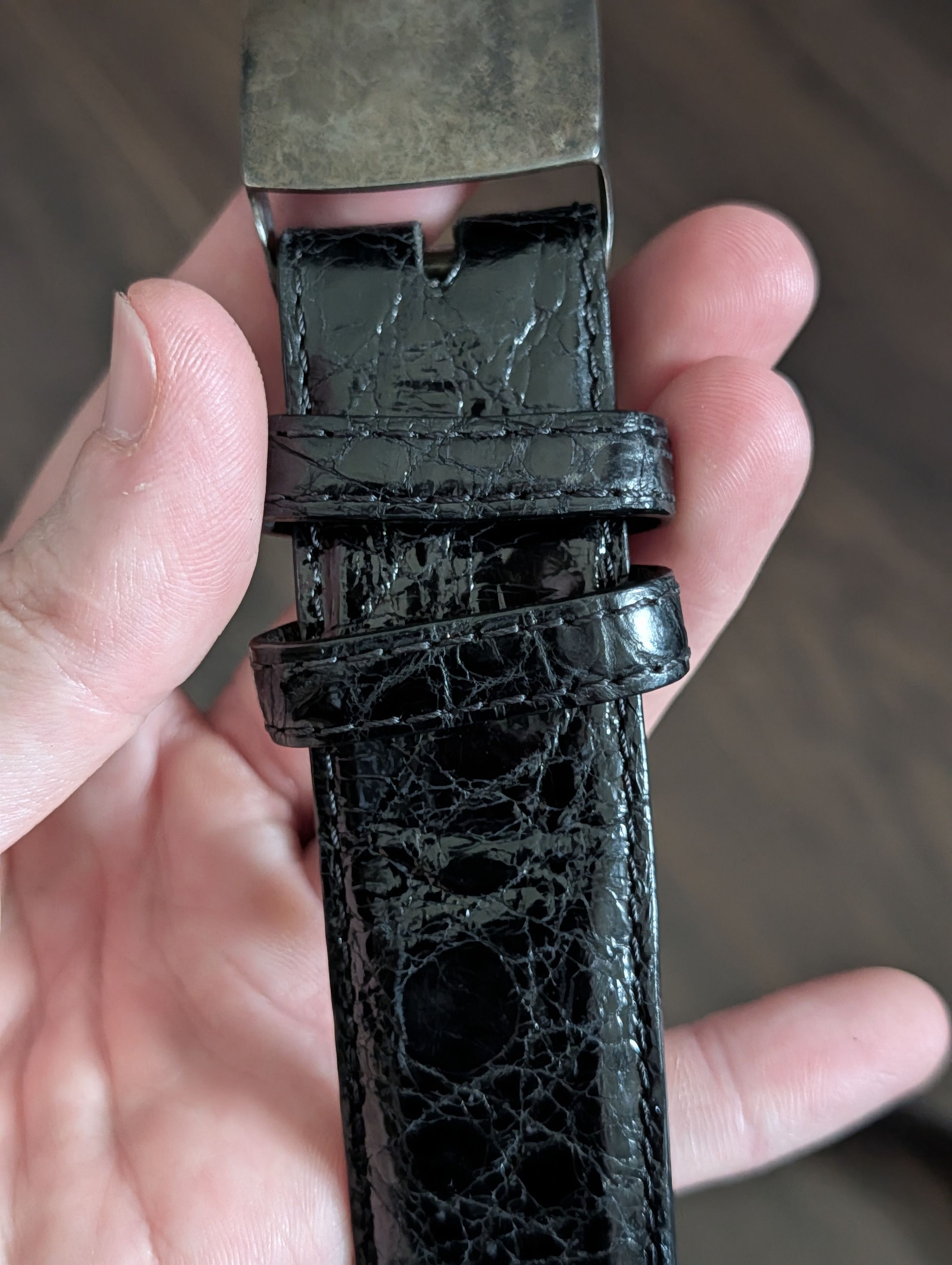 Sterling Silver Kirk Smith 925 buckle w Catherine Zadeh Am. Alligator belt Size 36 - 4 Thumbnail