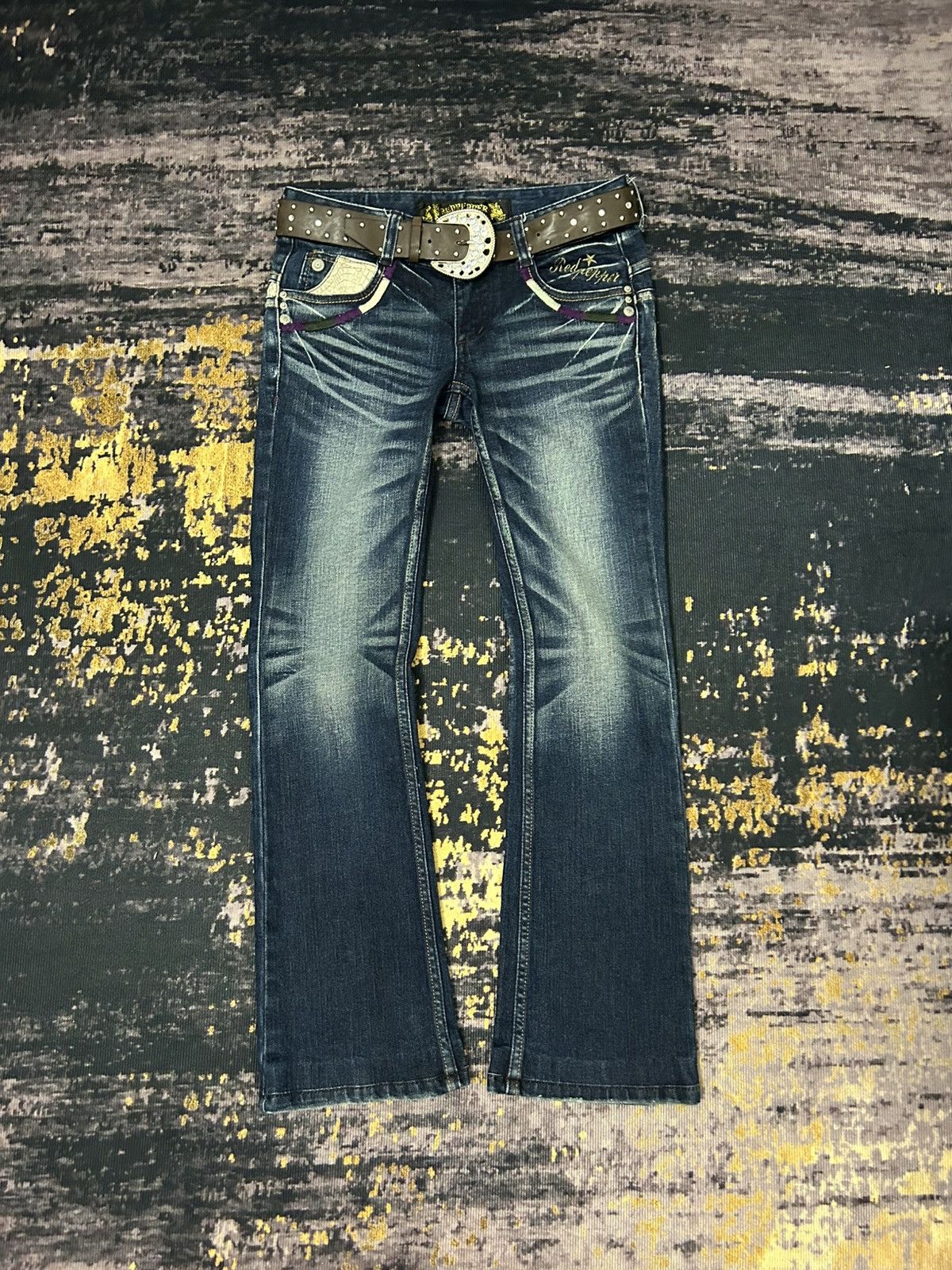 Tornado Mart Redpepper Japan Snake Pocket Washed Flare Jeans Size US 27 - 3 Thumbnail