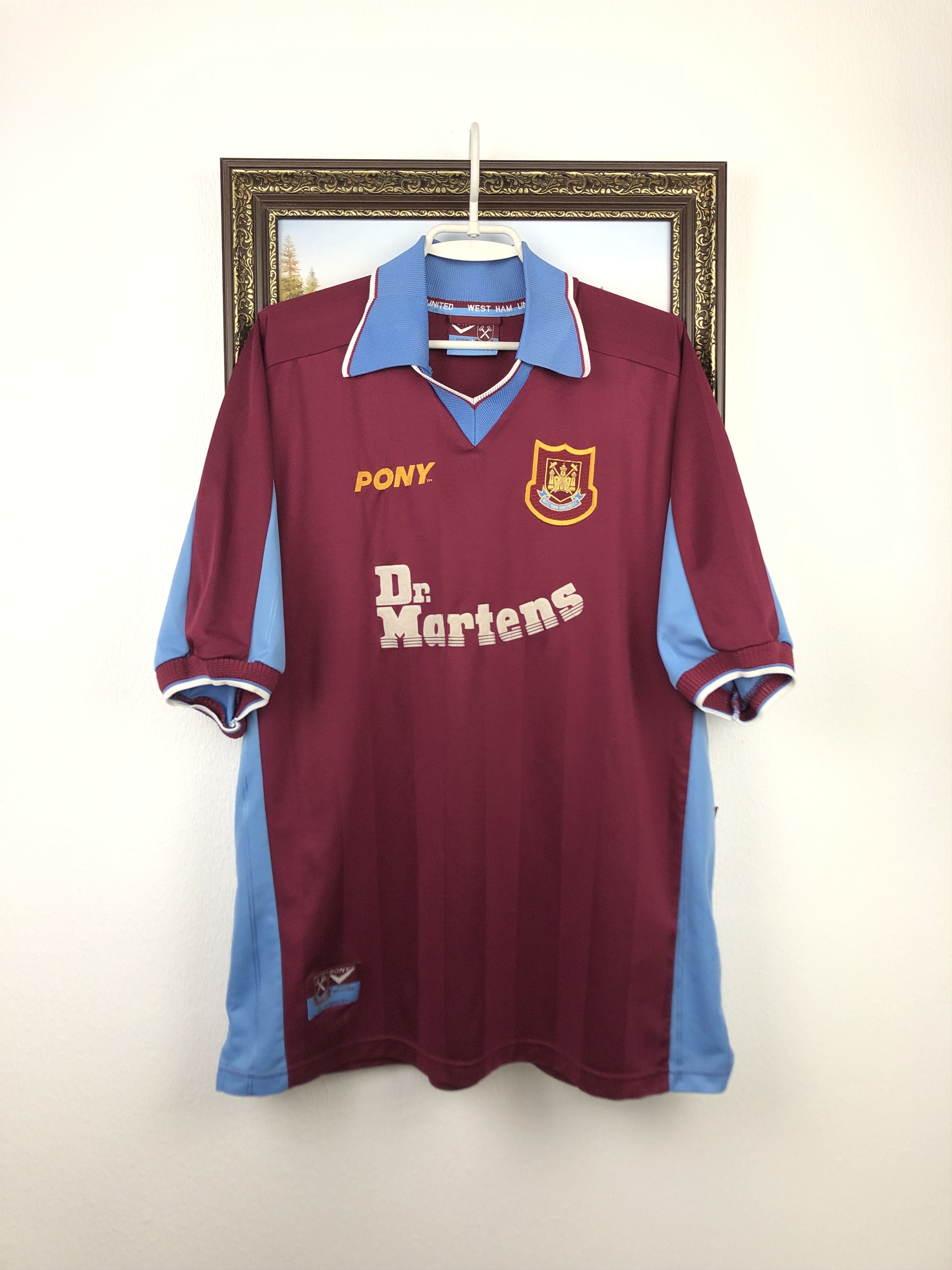 Vintage West Ham United Home football shirt 1998 Soccer Jersey Pony Size US XL / EU 56 / 4 - 1 Thumbnail