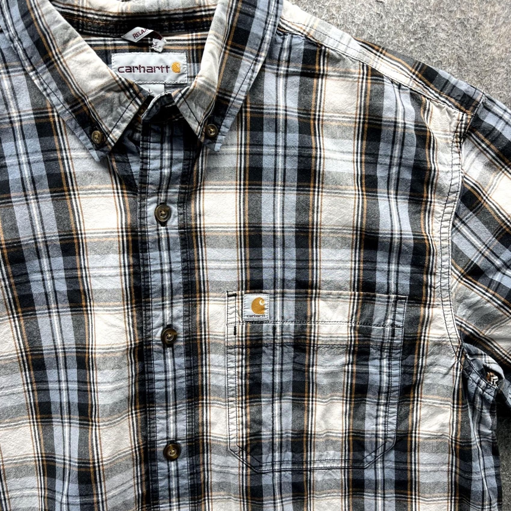 Carhartt Carhartt Shirt Mens Large Gray Plaid Short Sleeve Button Front Relaxed Fit Size US L / EU 52-54 / 3 - 5 Thumbnail