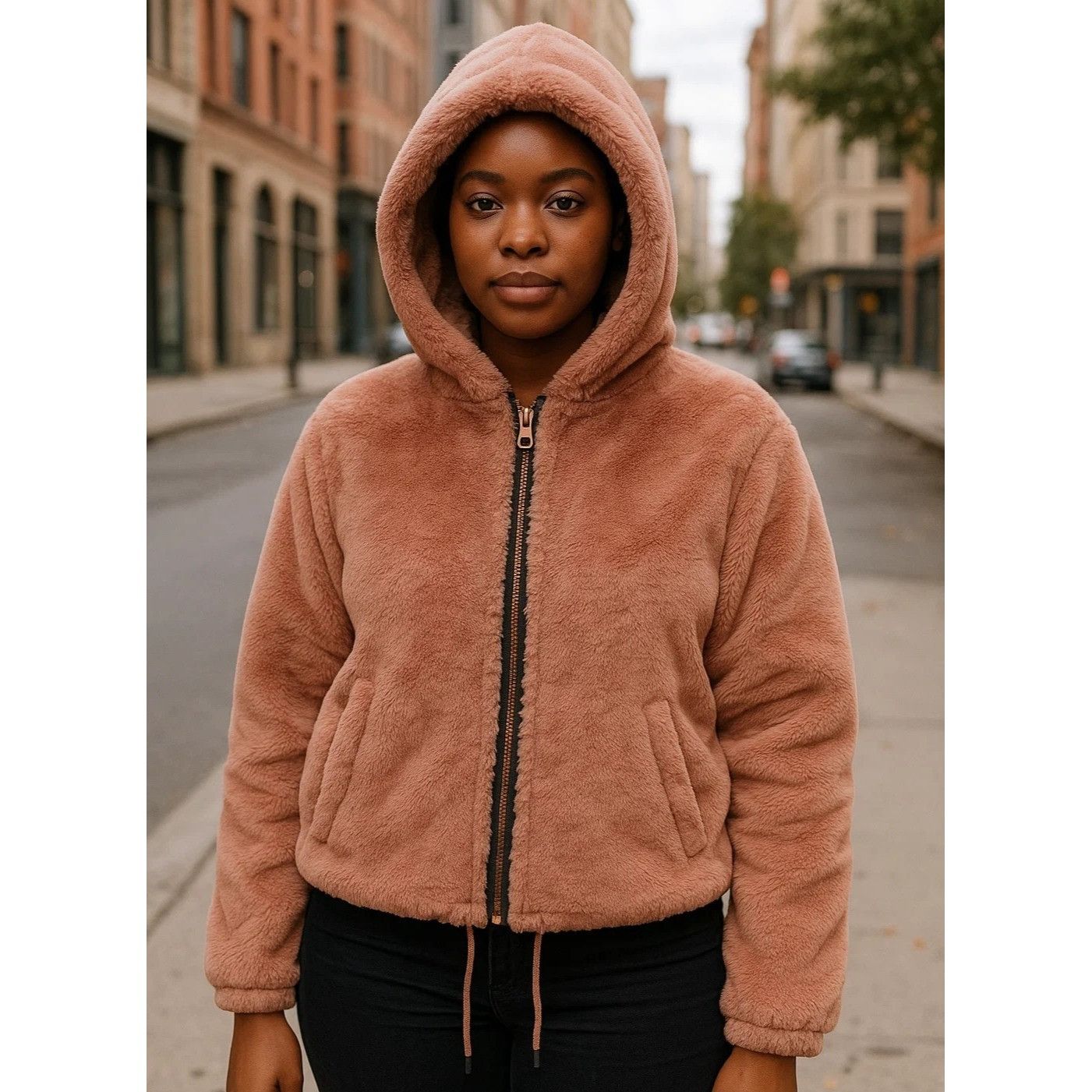 Lucky Brand Lucky Brand L Womens Pink Faux Fur Hooded Jacket Rose Gold Z Size L / US 10 / IT 46 - 1 Thumbnail