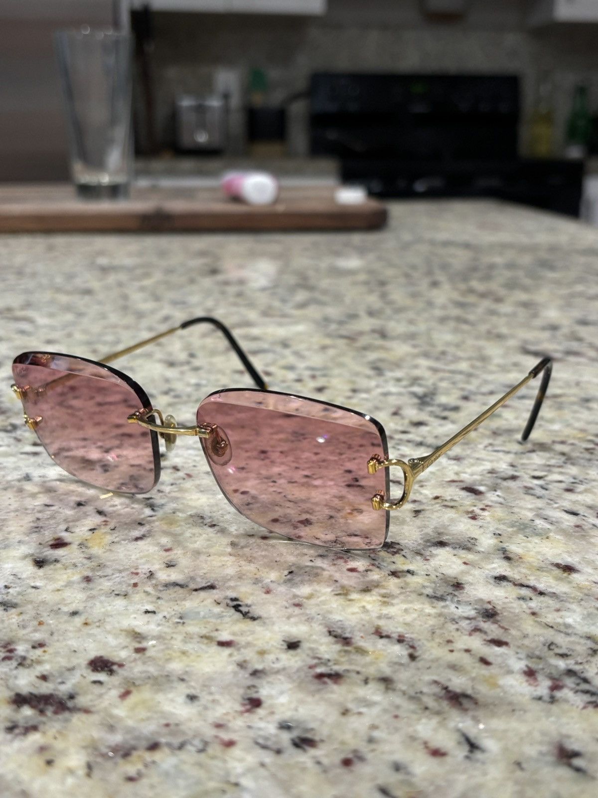 Cartier Gold Picadilly Pink Lense Glasses Size ONE SIZE - 1 Thumbnail