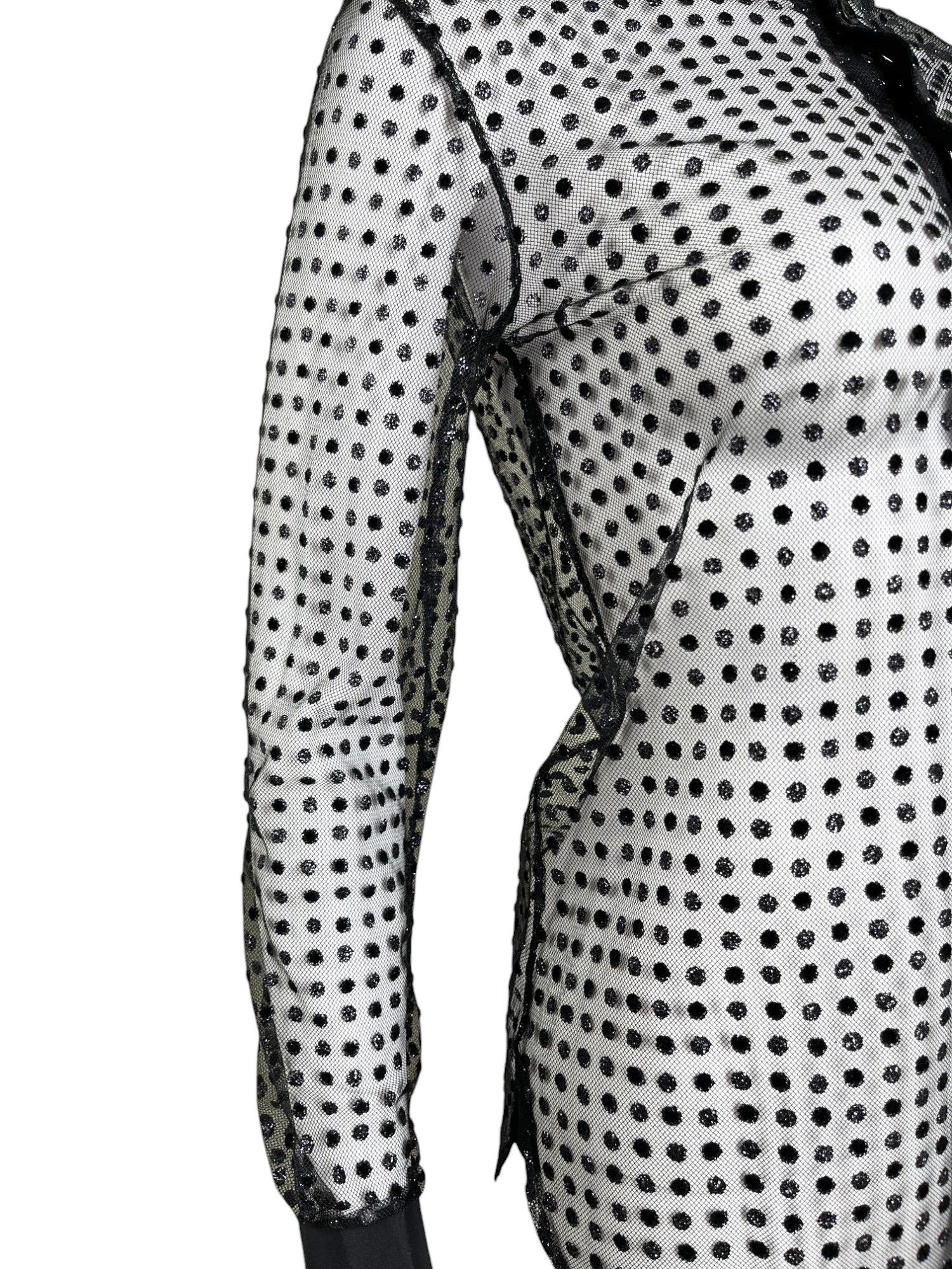 Saint Laurent Paris by Hedi Slimane S/S 2016 Transparent Silver Pois Shirt Size S / US 4 / IT 40 - 6 Thumbnail