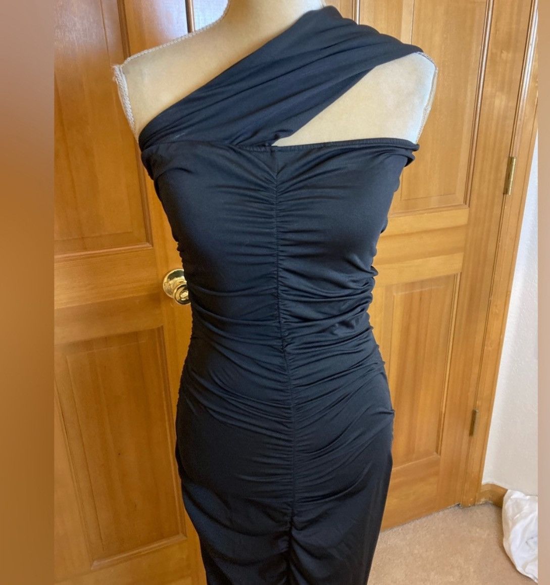 Designer × Other NWT, Lavishly Paris Women’s Black Ruched Midi Dress. Size M / US 6-8 / IT 42-44 - 7 Thumbnail