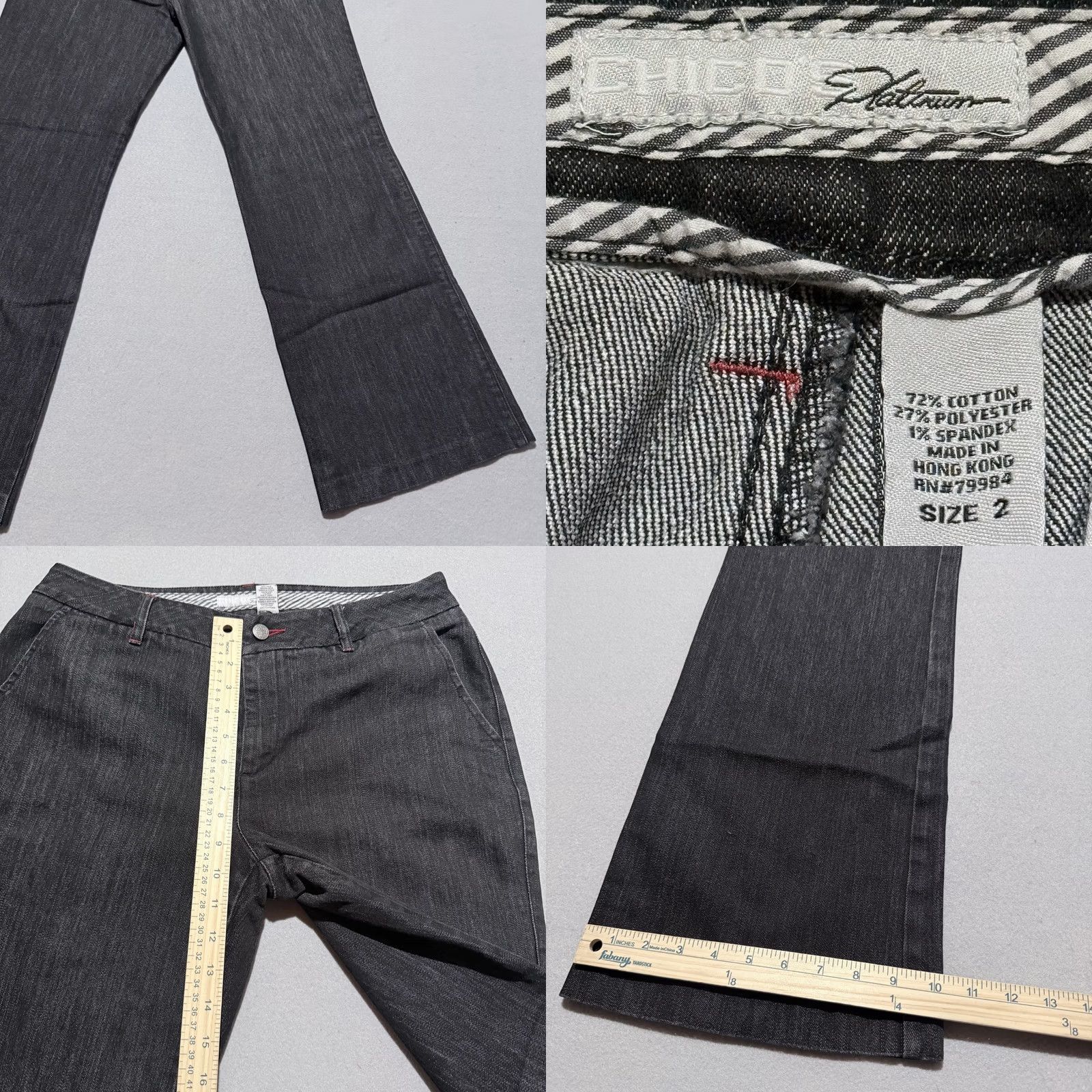 Vintage Chico’s Jeans Women Gray Stretch Wide-Leg Medium Size 26" / US 2 / IT 38 - 8 Thumbnail