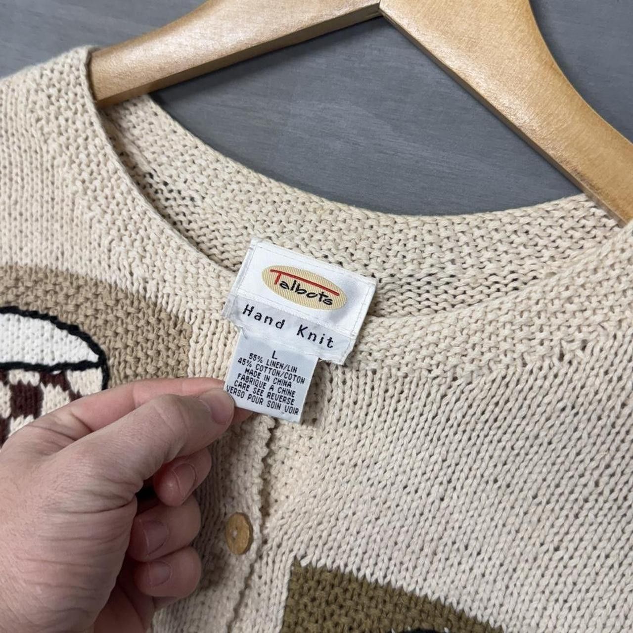 Robert Talbott CRAZY Talbots Vintage Coffee Hand Knit Cardigan Large Size L / US 10 / IT 46 - 4 Thumbnail