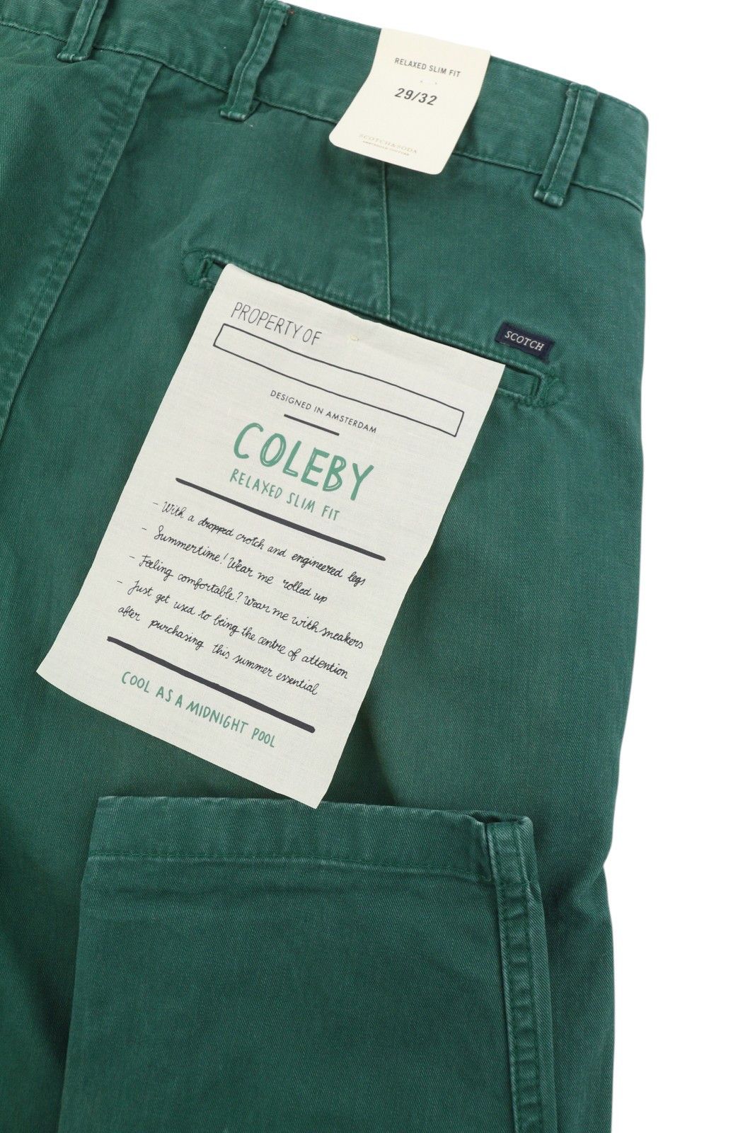 Scotch & Soda COLEBY W29/L32 Green Relaxed Slim Chino Trousers 89098 Size US 29 - 6 Thumbnail