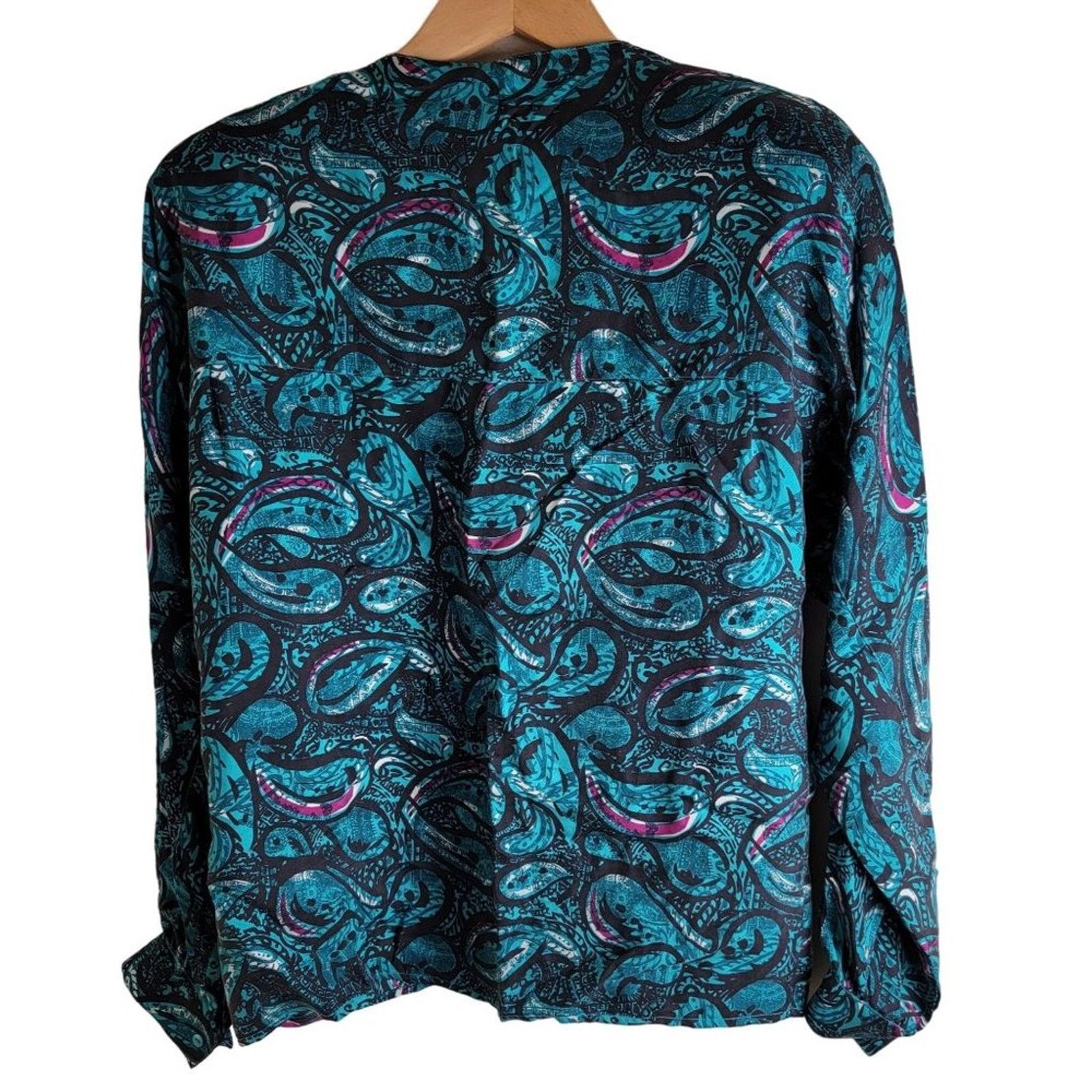 Vintage Omanti Womens Paisley Silk Button Down Shirt Long Sleeve Size M / US 6-8 / IT 42-44 - 2 Thumbnail