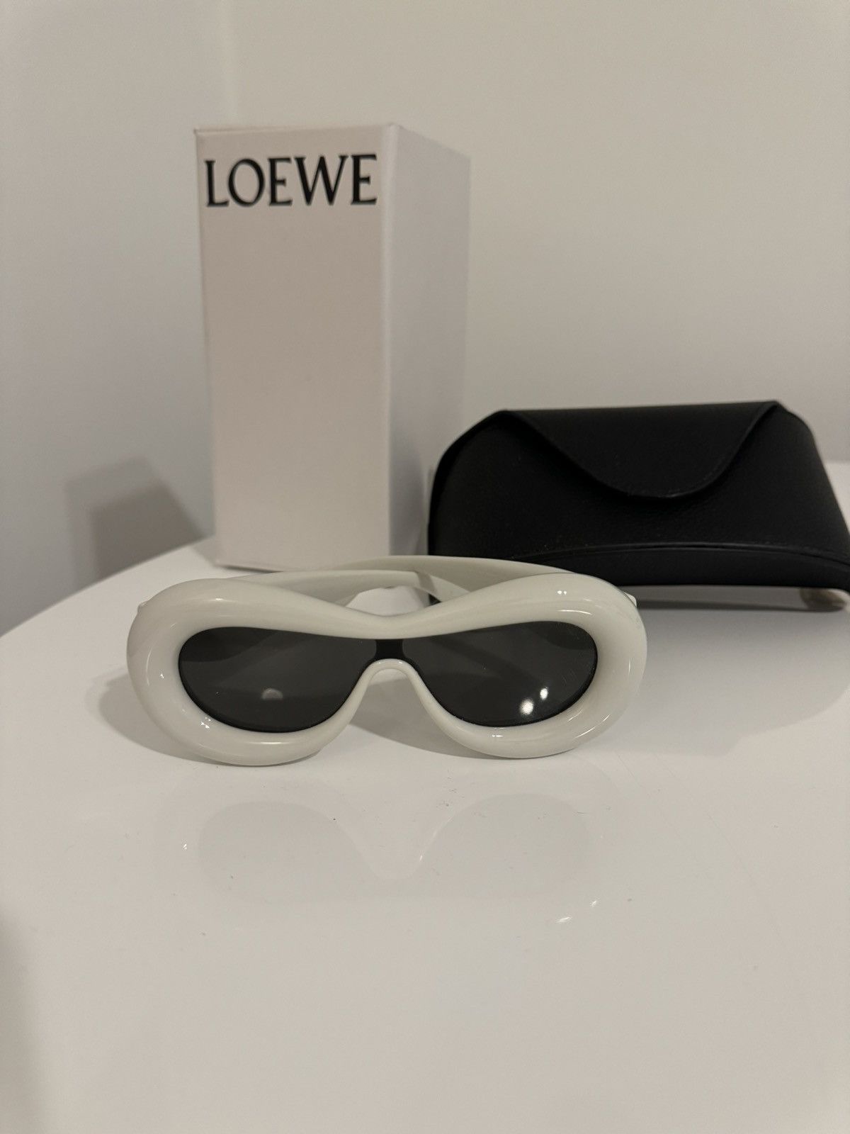 image of Loewe Inflated Mask Sunglasses in White, Men's