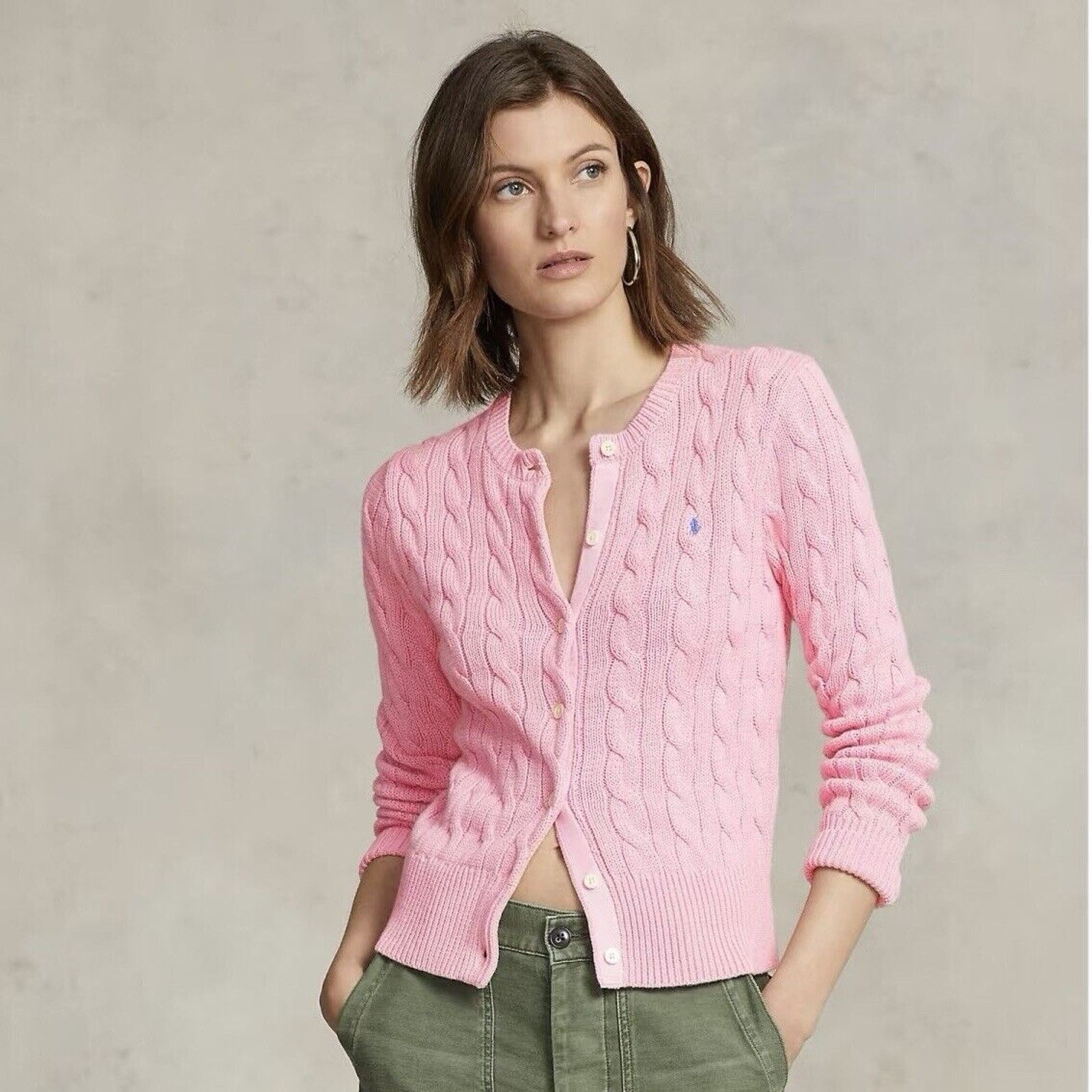 Ralph Lauren NEW Polo Ralph Lauren Women CottonCardigan Sweater Pink M Size M / US 6-8 / IT 42-44 - 1 Thumbnail
