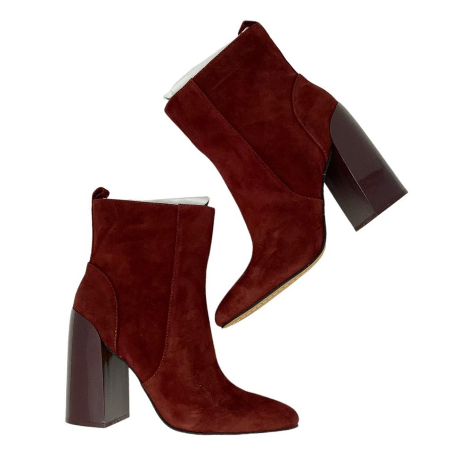 Vince Camuto Vince Camuto Enverna Suede Block Heel Bootie Burgundy 8.5 Size US 8.5 / IT 38.5 - 1 Thumbnail