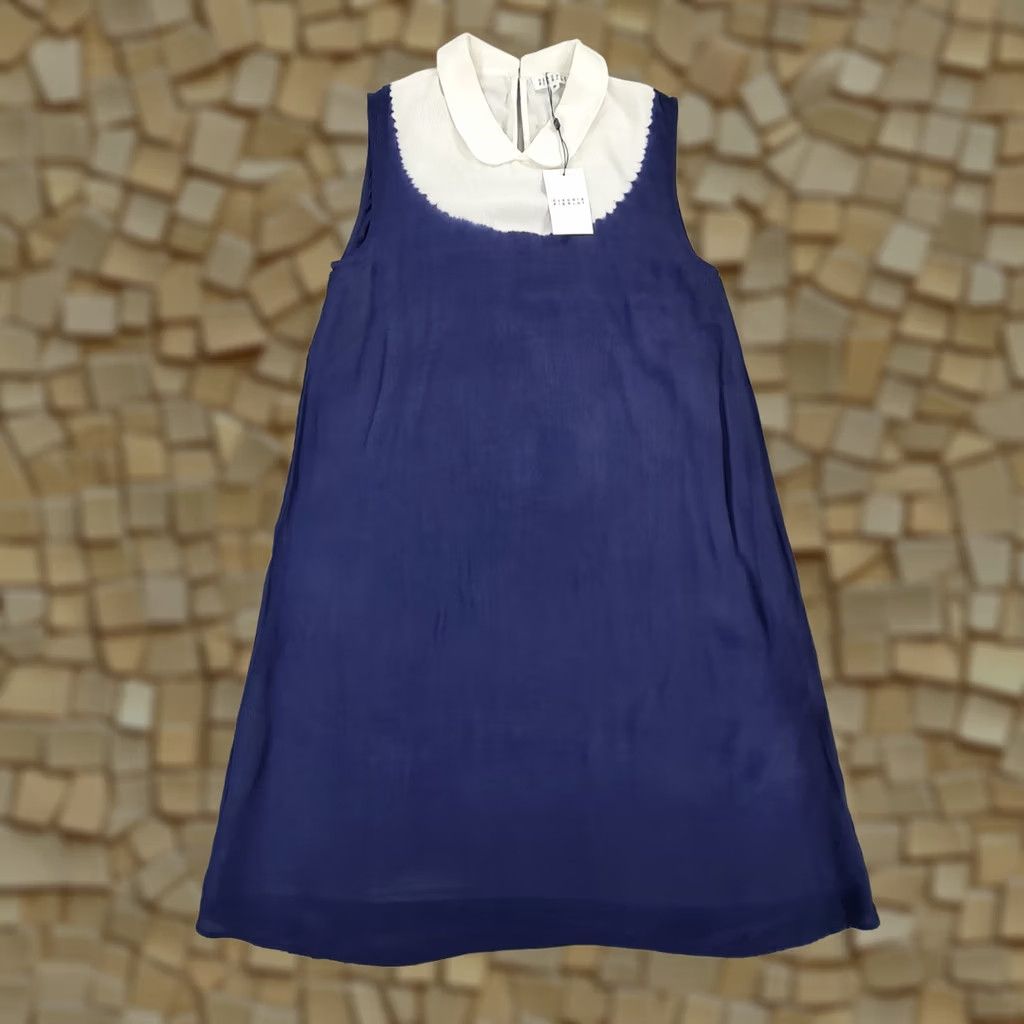 Vintage CLAUDIE PIERLOT Dress Blue Collared Sleeveless Short XS 36 Viscose Casual Party/Cocktail Womens Size 25" / US 0 / IT 36 - 1 Thumbnail