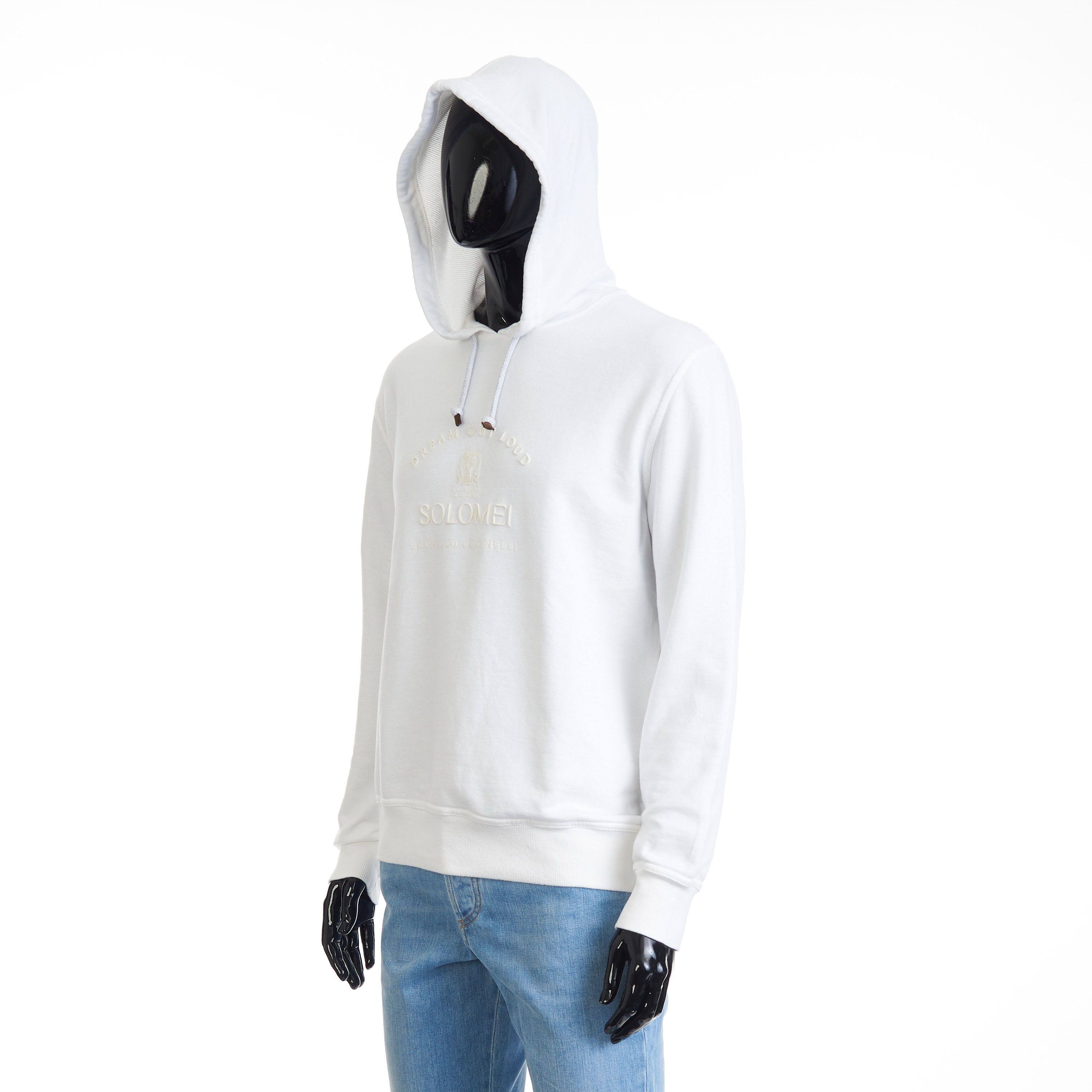 Brunello Cucinelli White Hooded Sweatshirt - Logo Embroidery, French Terry Size US XL / EU 56 / 4 - 10 Thumbnail