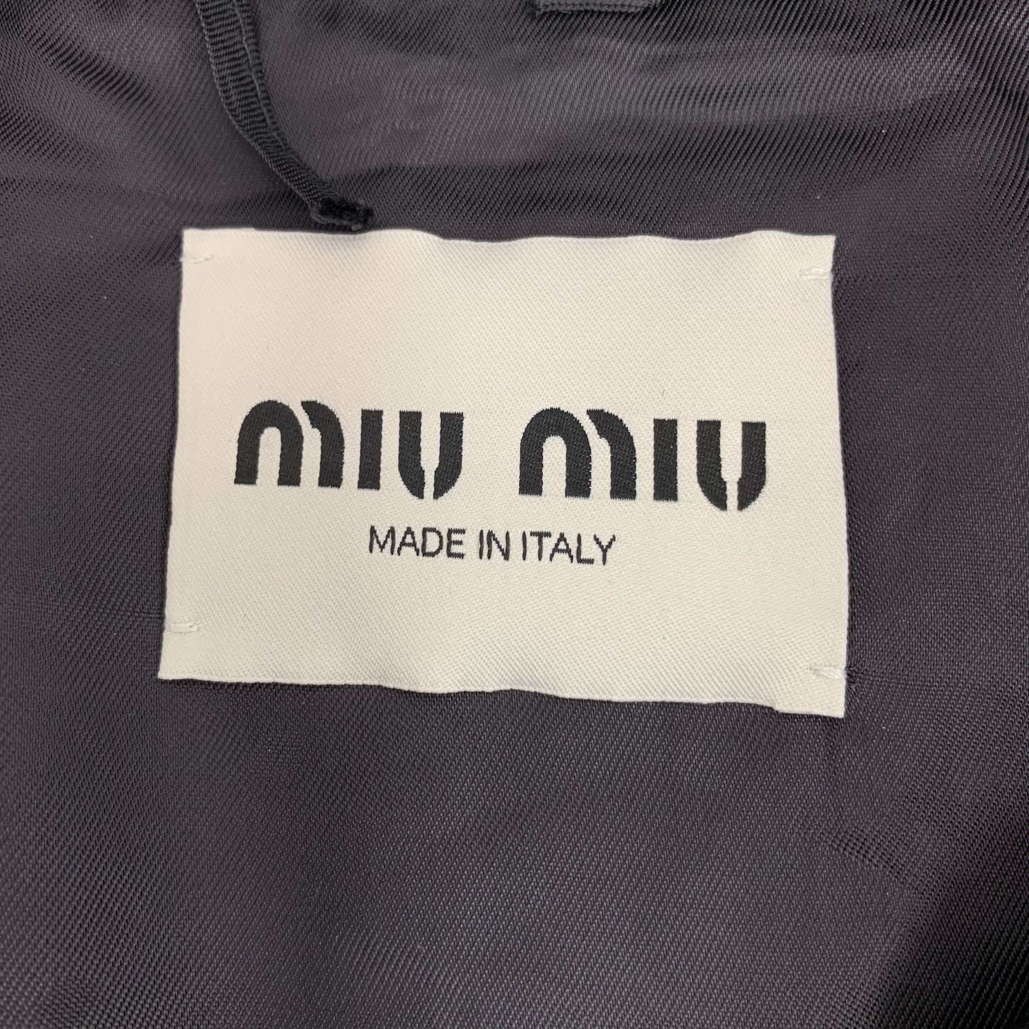 Miu Miu Miu Miu Deep Blue Striped Wool Blend Long-Sleeved Jacket Coa Size XS / US 0-2 / IT 36-38 - 3 Thumbnail